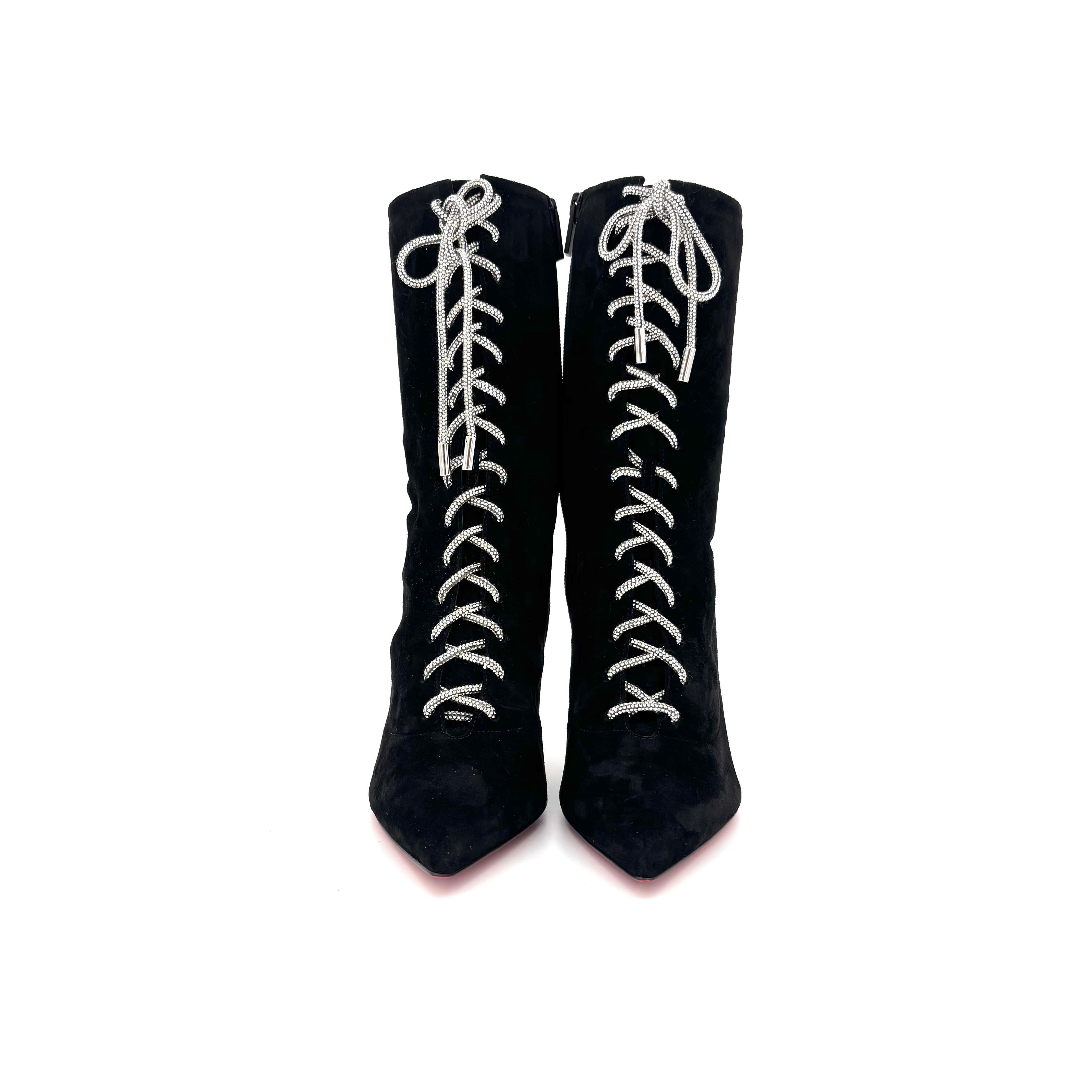 NUEVO Christian Louboutin Astrid Botín Encaje Strass 85 Botas Adornadas 37 en venta 3