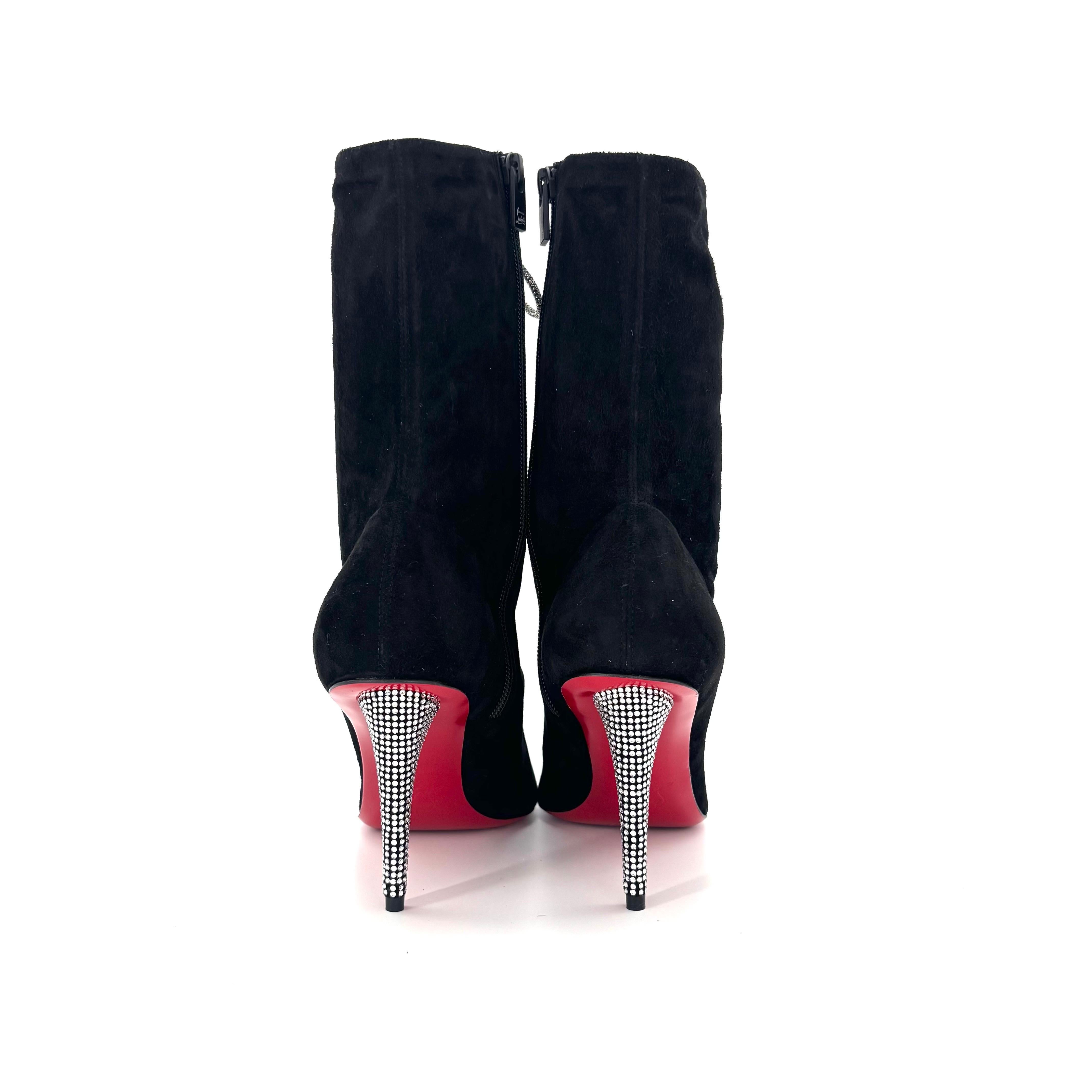 De las mujeres NUEVO Christian Louboutin Astrid Botín Encaje Strass 85 Botas Adornadas 38 en venta