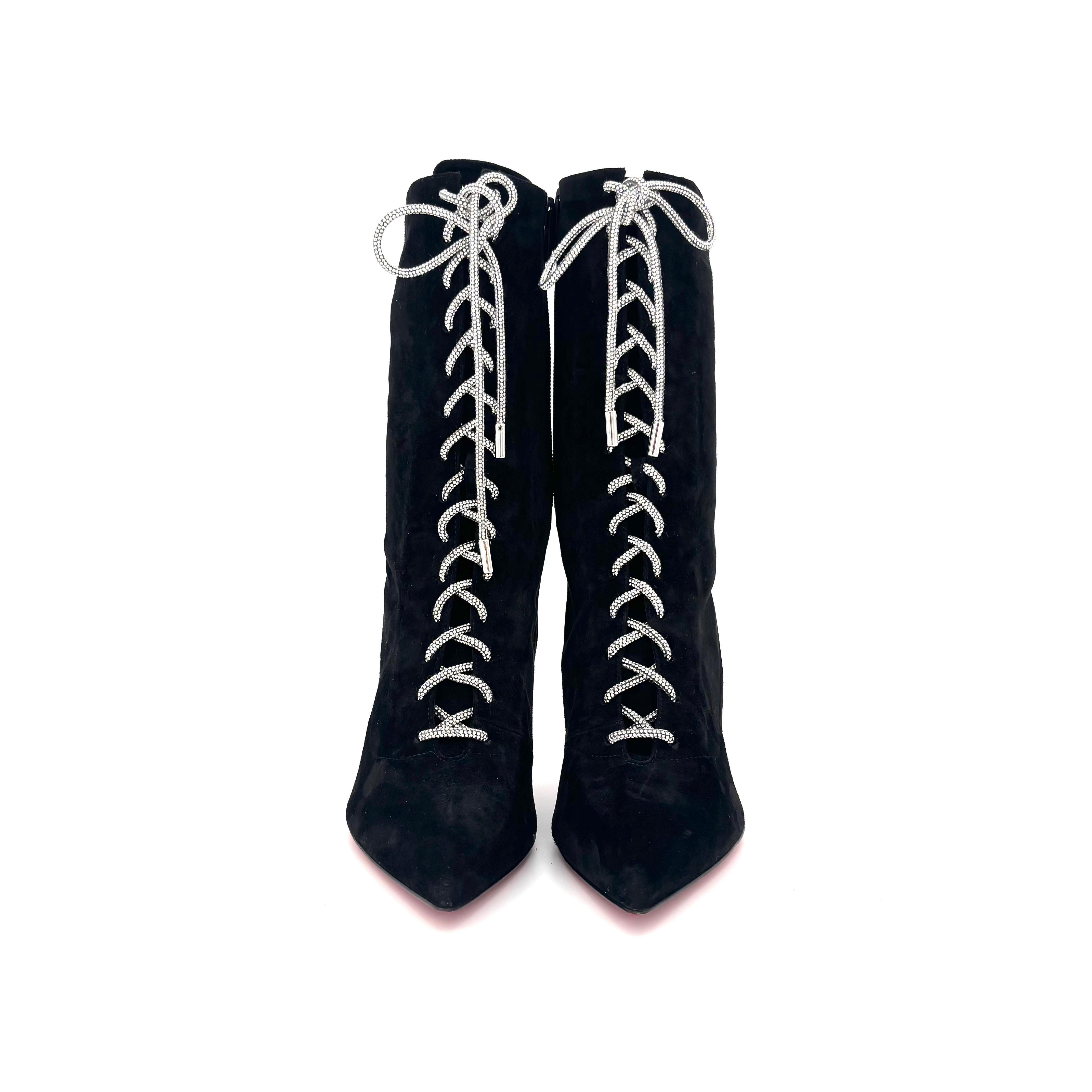 NUEVO Christian Louboutin Astrid Botín Encaje Strass 85 Botas Adornadas 38 en venta 1