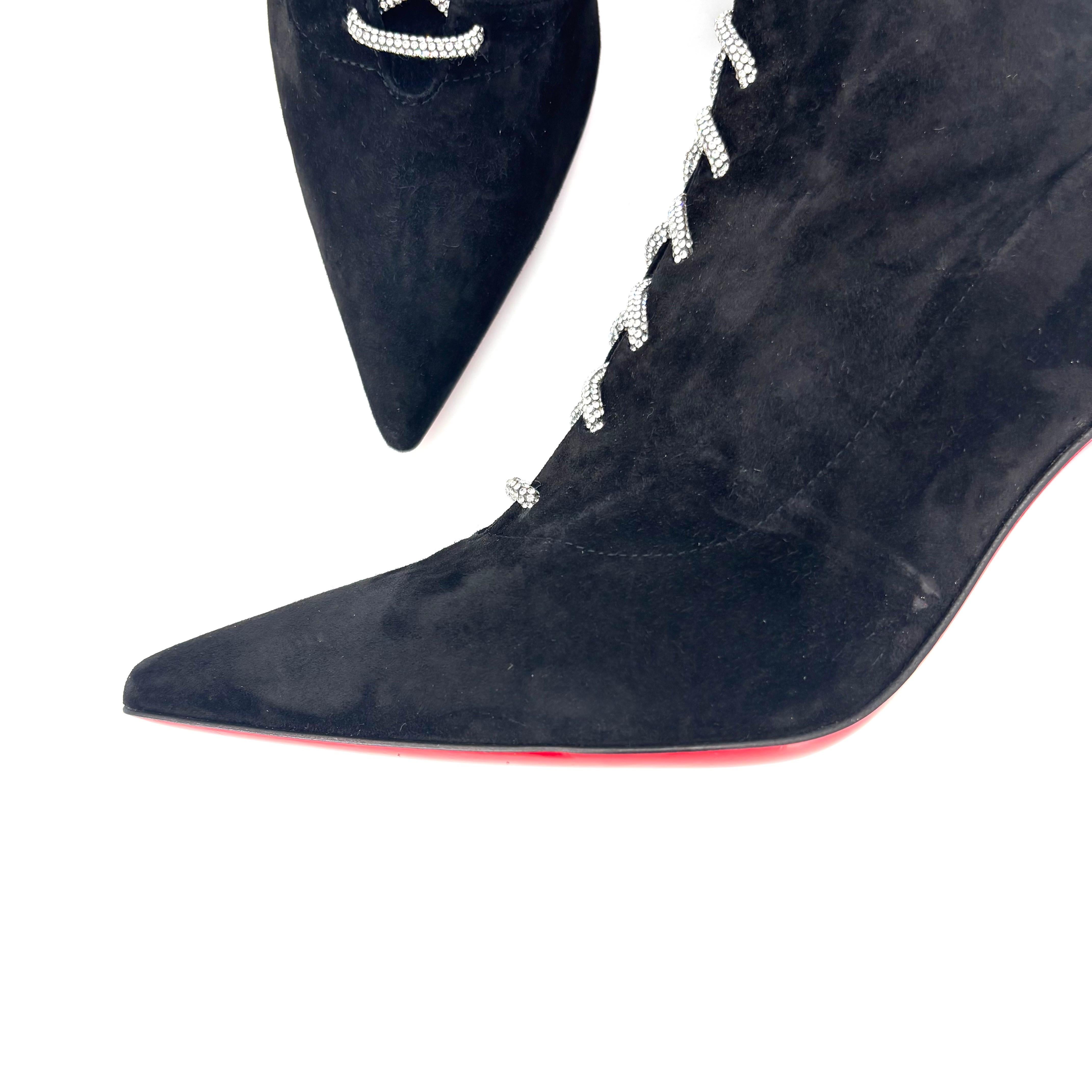 NUEVO Christian Louboutin Astrid Botín Encaje Strass 85 Botas Adornadas 38 en venta 2