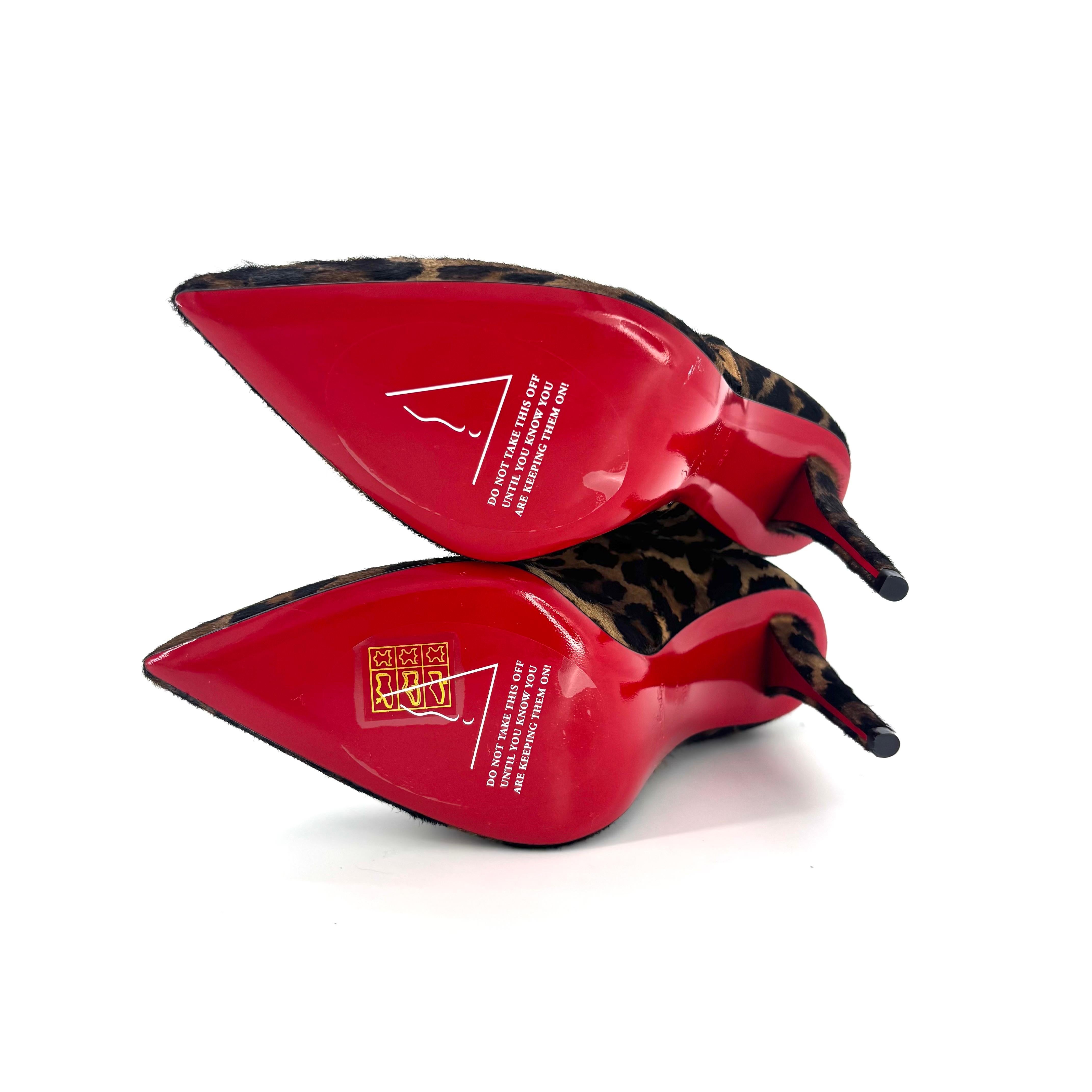 NUEVA Christian Louboutin Astrilarge Botín 100 Botas de pelo con estampado de leopardo 38 en venta 2