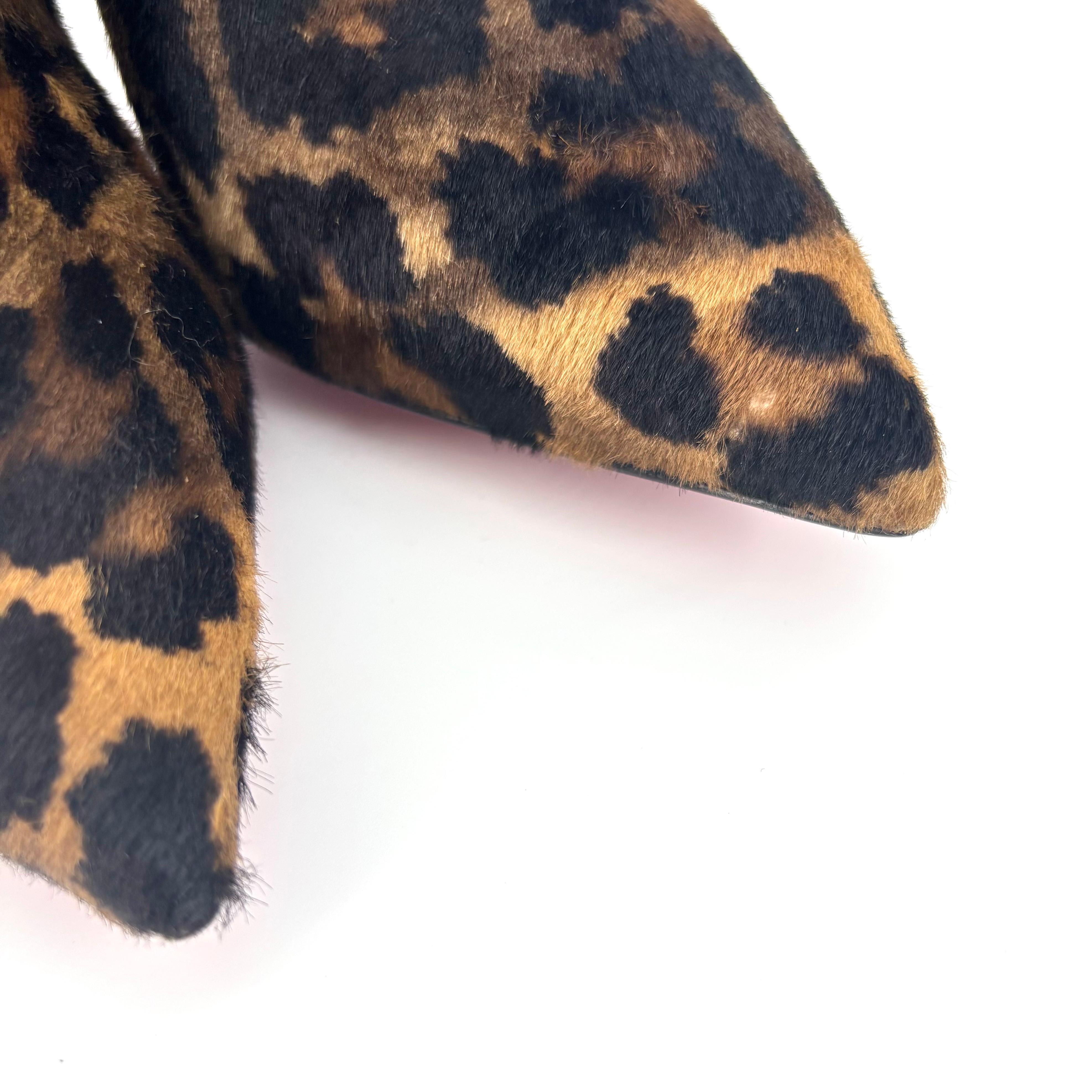 NUEVO Christian Louboutin Botín Astrilarge 100 Botas de tacón con estampado de leopardo 36.5 en venta 1