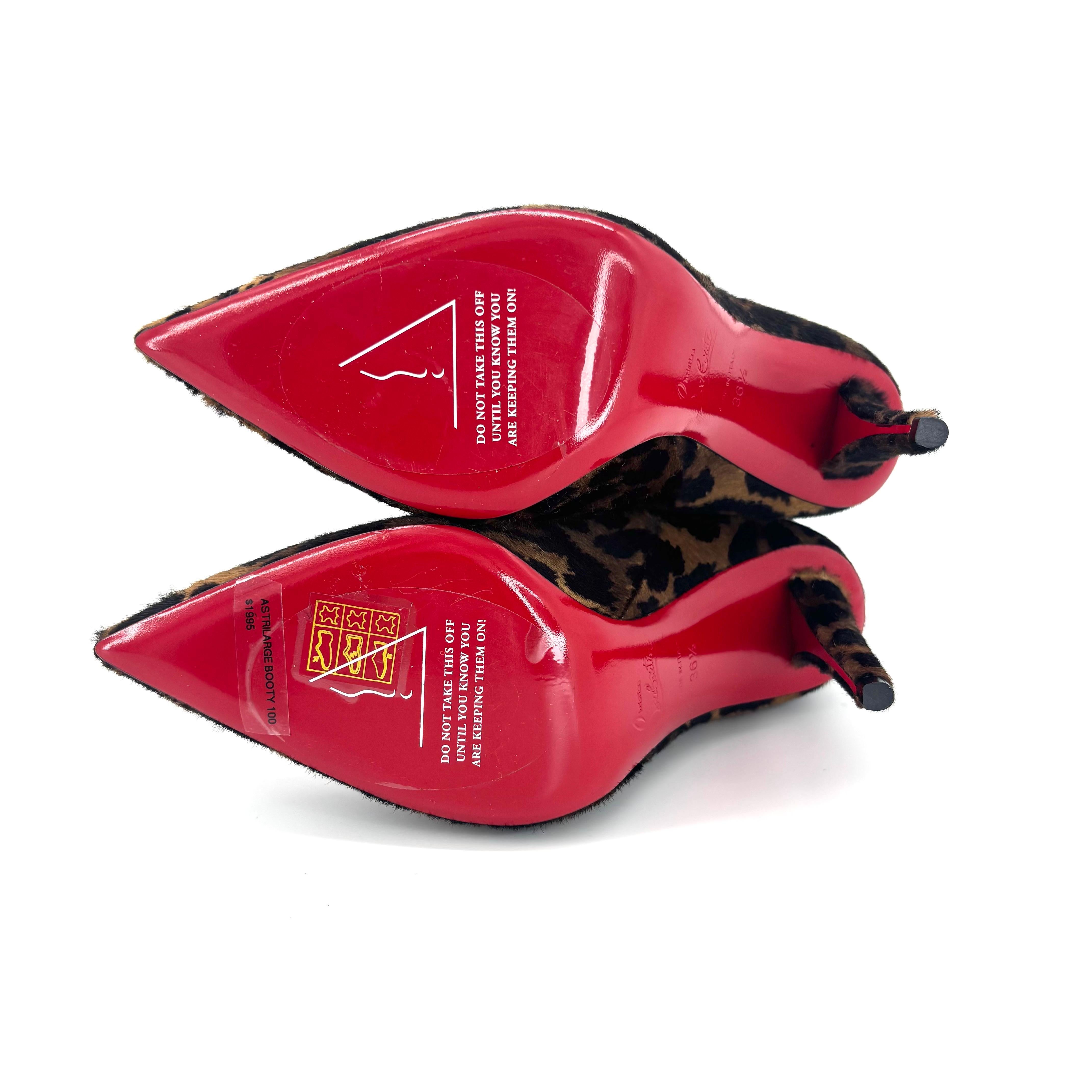 NUEVO Christian Louboutin Botín Astrilarge 100 Botas de tacón con estampado de leopardo 36.5 en venta 2