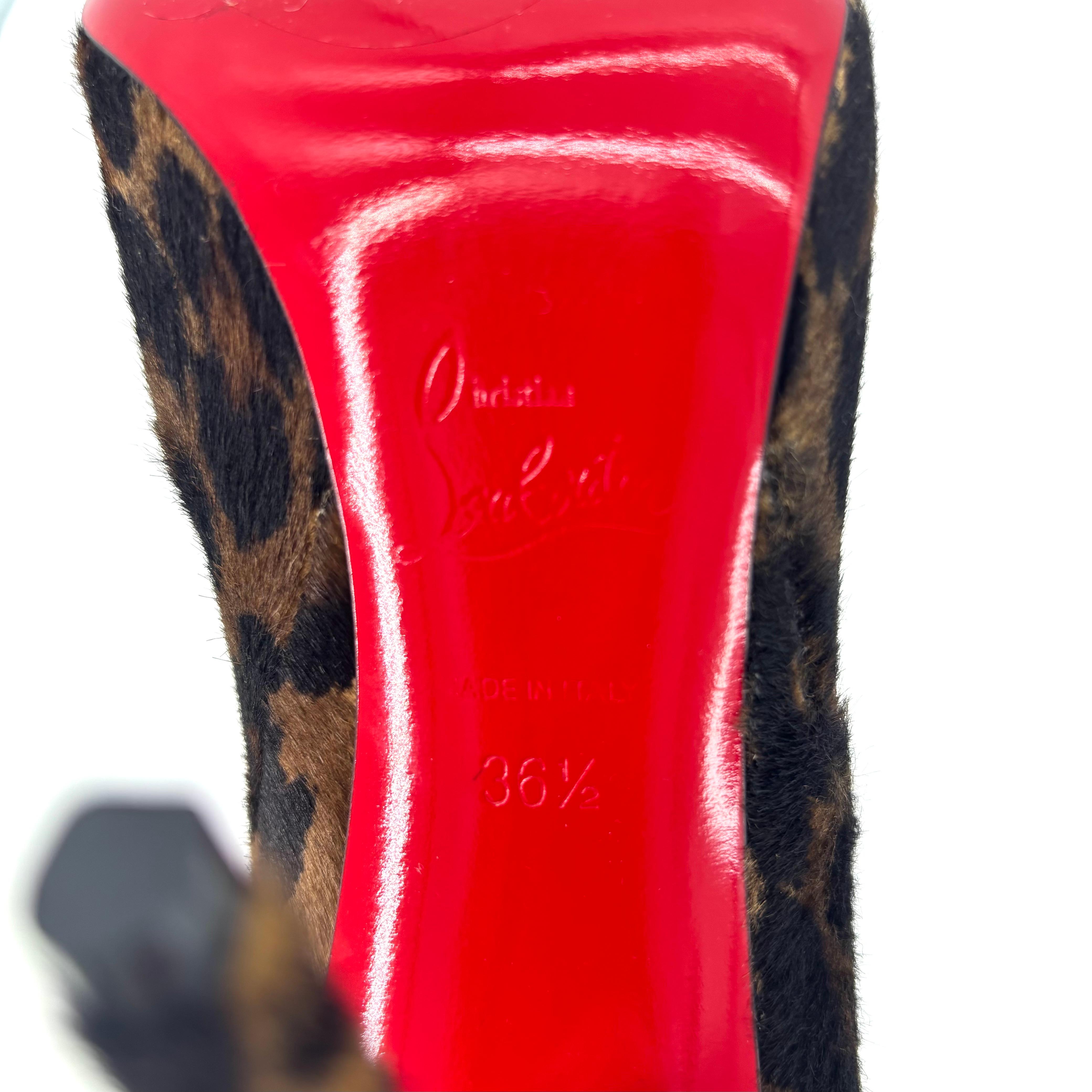 NUEVO Christian Louboutin Botín Astrilarge 100 Botas de tacón con estampado de leopardo 36.5 en venta 3