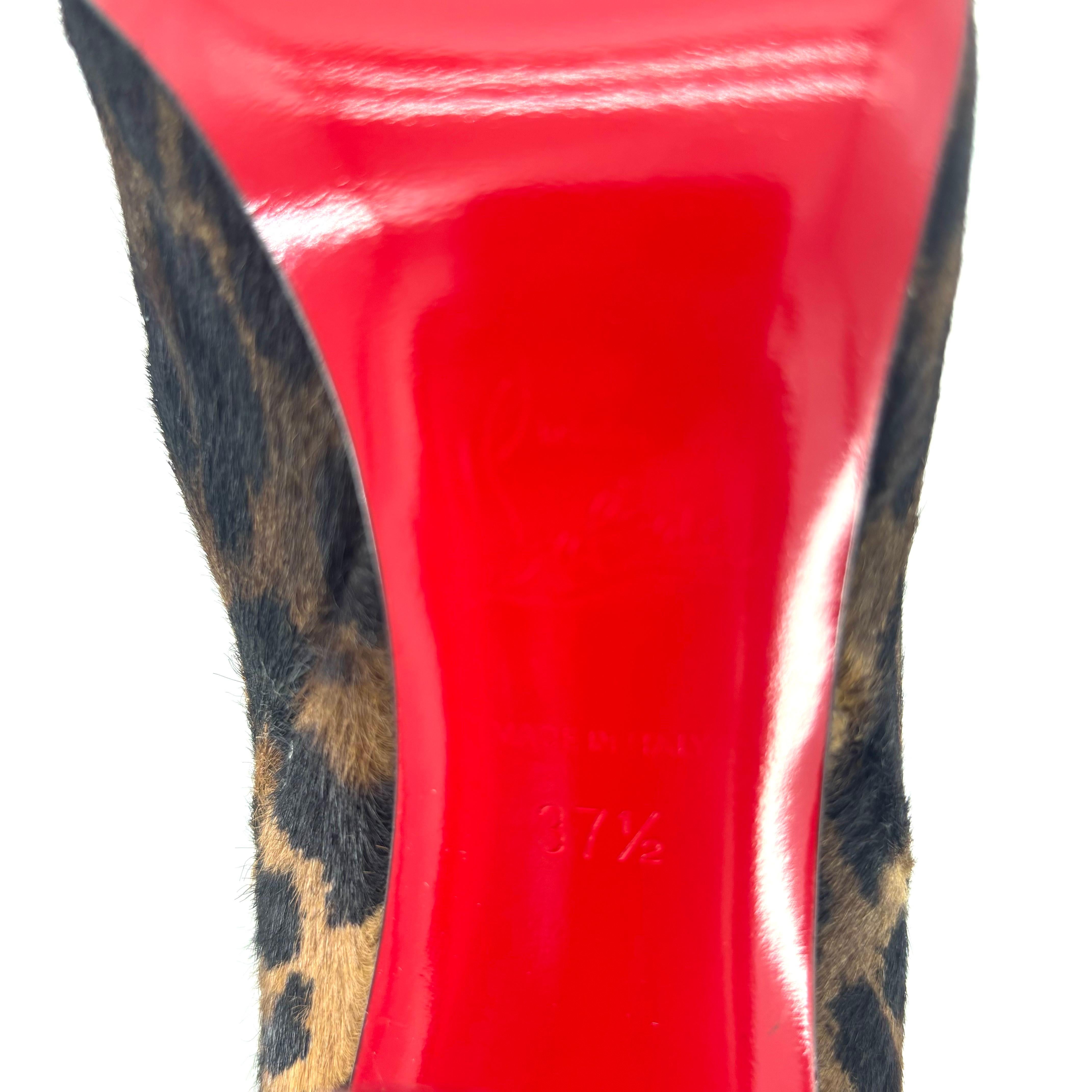 NUEVO Christian Louboutin Botín Astrilarge 100 Pony  Botas con estampado de leopardo 37.5 en venta 2