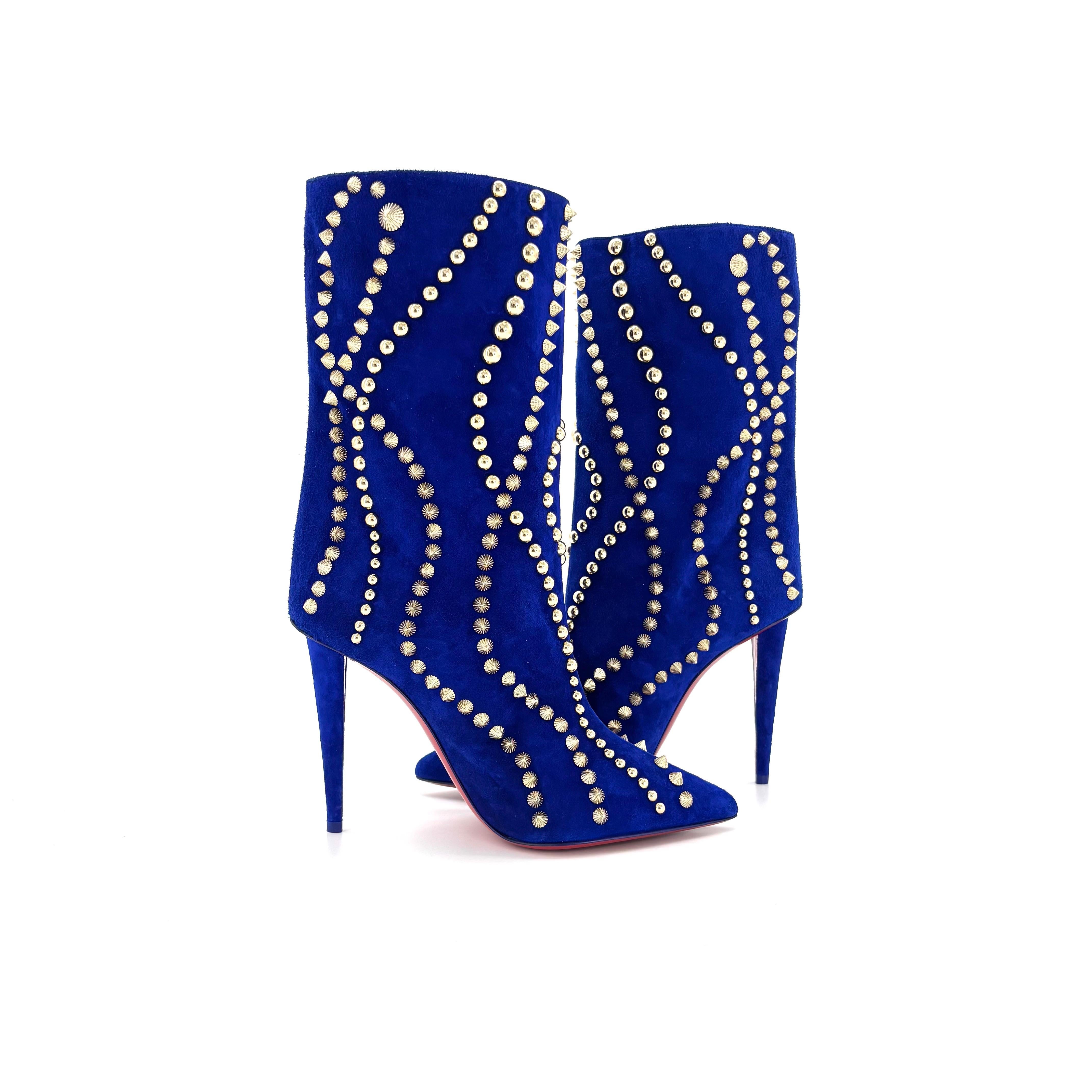 NUEVO Christian Louboutin Botín Astrilarge Pika 100 Botas puntiagudas 38 Púrpura en venta