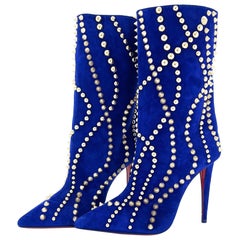 NEW Christian Louboutin Astrilarge Booty Pika 100 Spiked Pointed Toe Boots 38