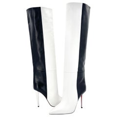 NEW Christian Louboutin Astrilarge Botta 100 Black White OTK Boots 41
