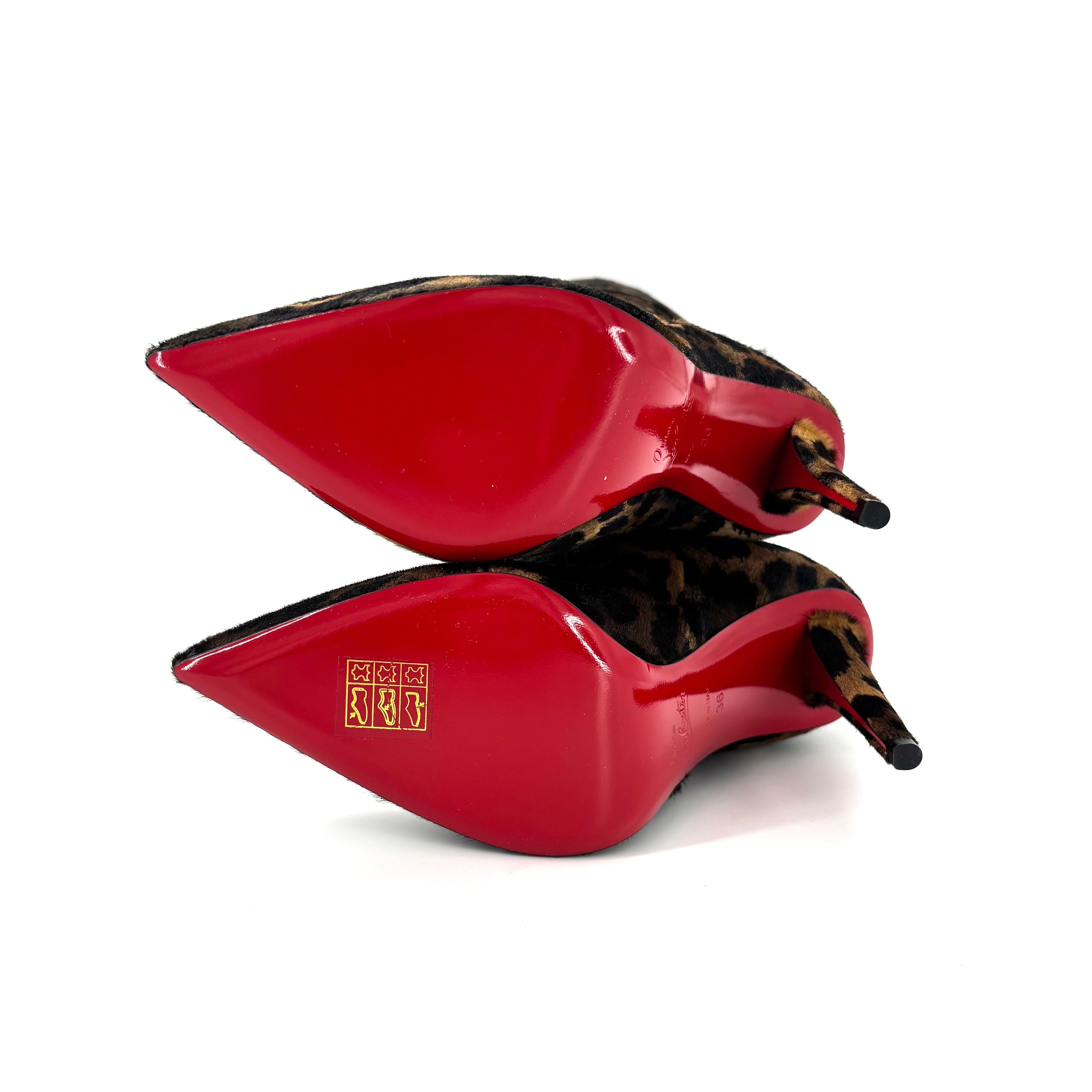 NEW Christian Louboutin Astrilarge Botta 100 Leopard Print Pointed Toe Stiefel 36 im Angebot 3