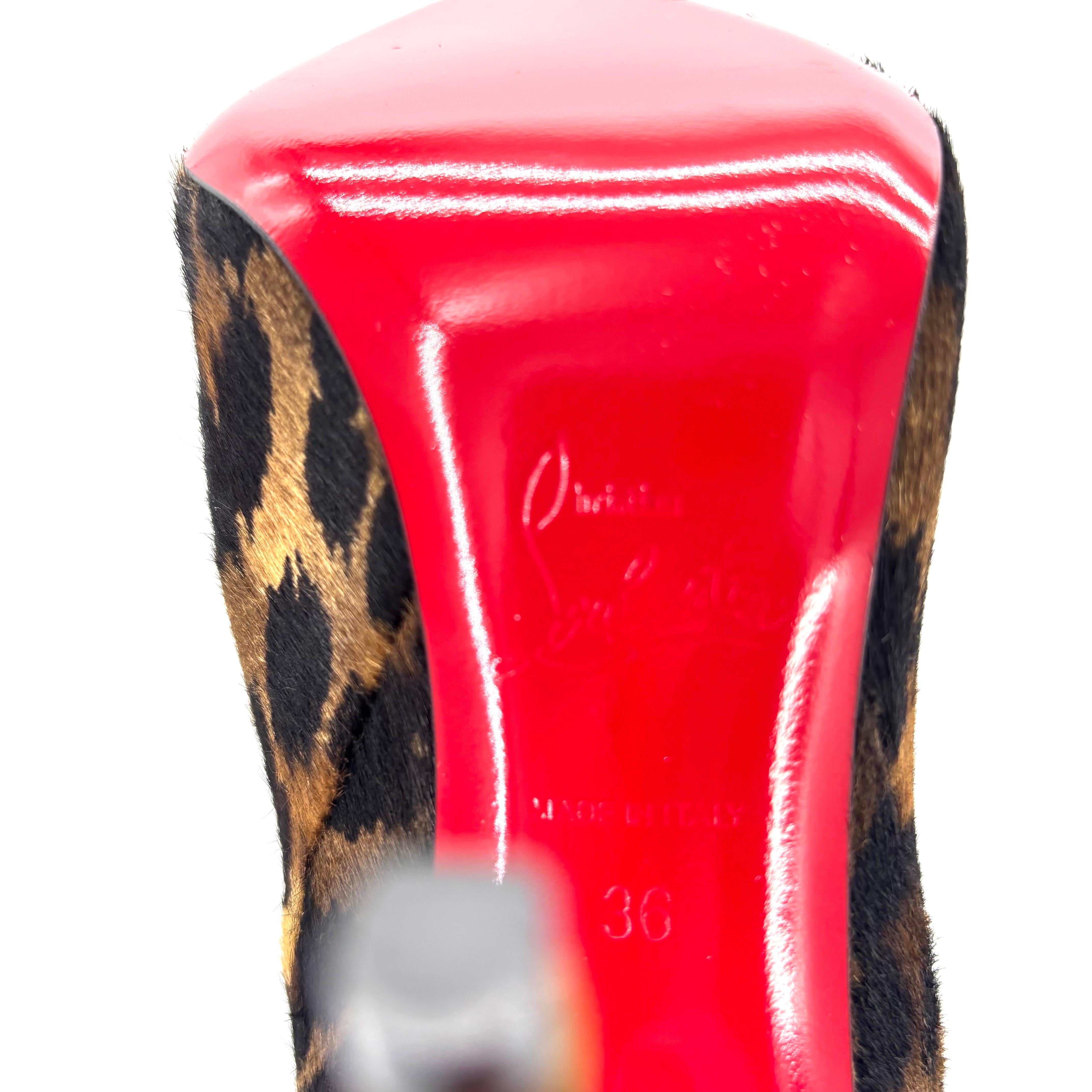 NEW Christian Louboutin Astrilarge Botta 100 Leopard Print Pointed Toe Stiefel 36 im Angebot 4