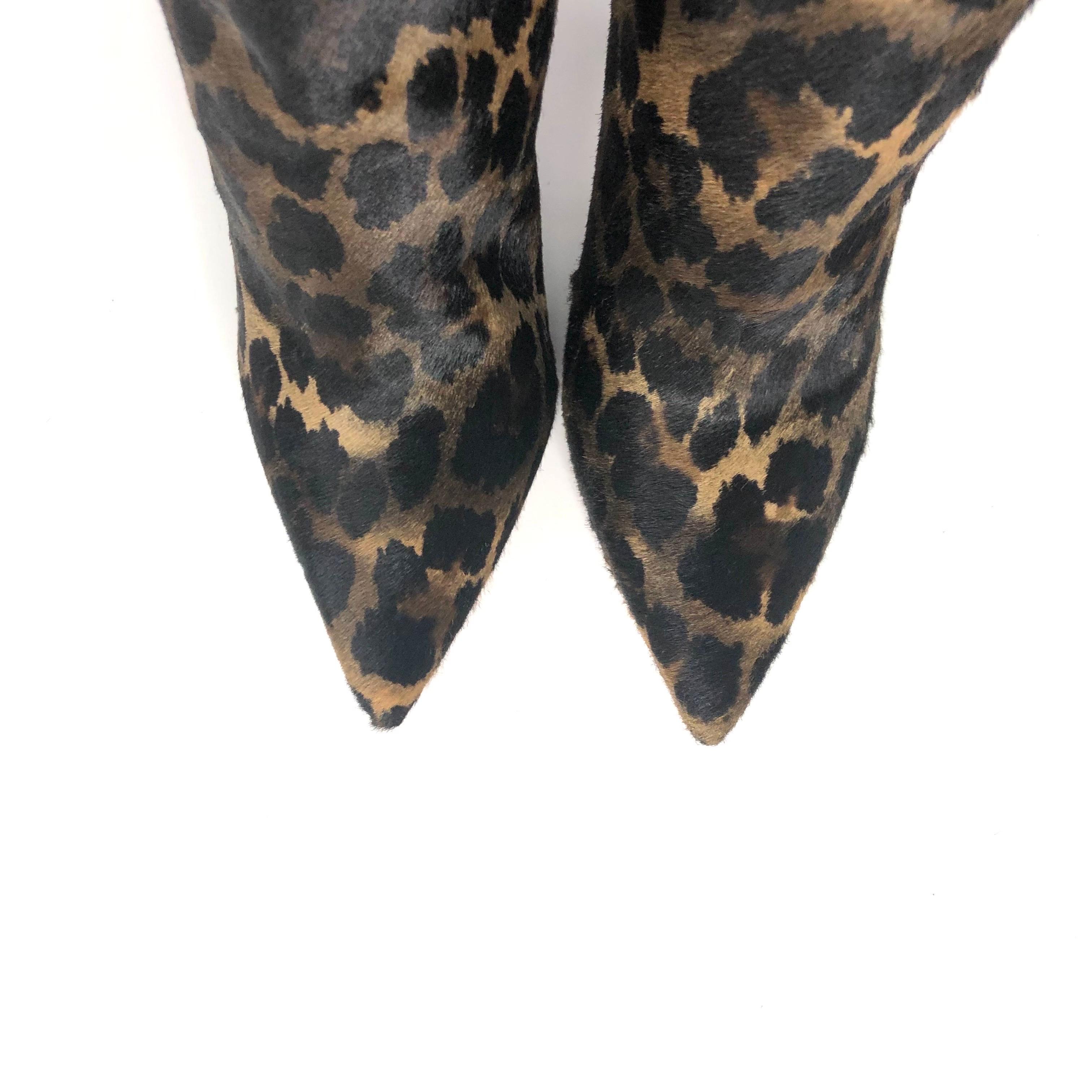 NEW Christian Louboutin Astrilarge Botta 100 Pony Kitty Kid Pointed Toe Boots 38 in vendita 2