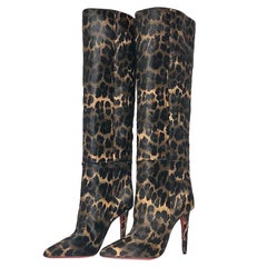 NEW Christian Louboutin Astrilarge Botta 100 Pony Kitty Kid Pointed Toe Boots 38