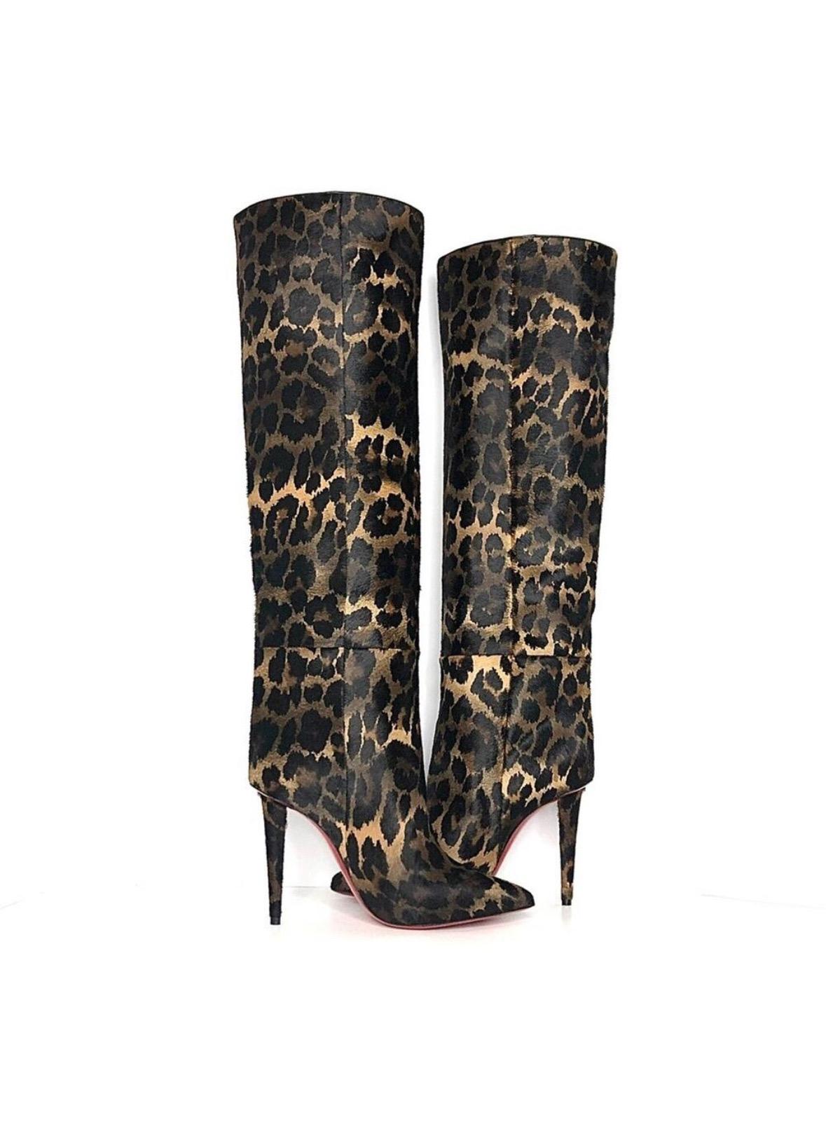 NEW Christian Louboutin Astrilarge Botta 100 Pony Kitty Pointed Toe Boots 36 en vente 1