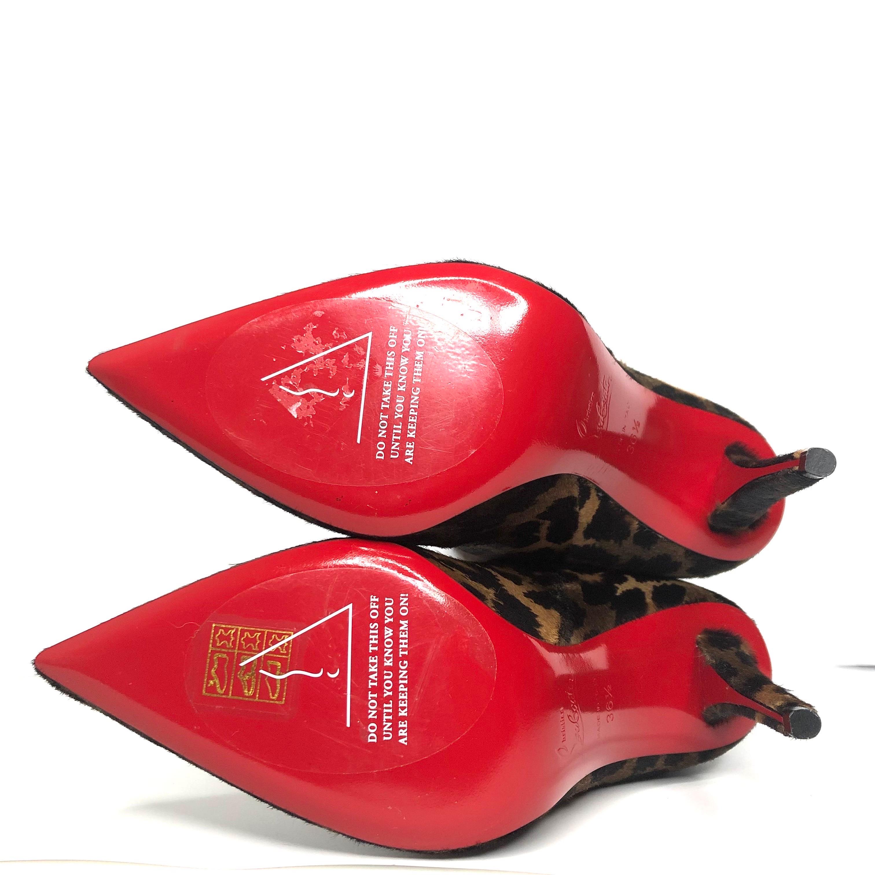 NEW Christian Louboutin Astrilarge Botta 100 Pony Kitty Pointed Toe Stivali 36.5 in vendita 1