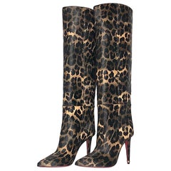 NEW Christian Louboutin Astrilarge Botta 100 Pony Kitty Pointed Toe Boots 36.5