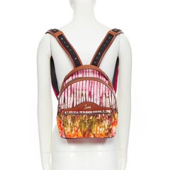 new CHRISTIAN LOUBOUTIN Backloubi Small pink tie dye canvas studded backpack bag