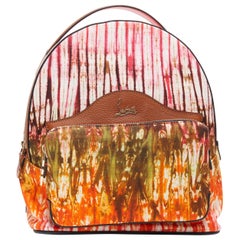 new CHRISTIAN LOUBOUTIN Backloubi Small pink tie dye canvas studded backpack bag
