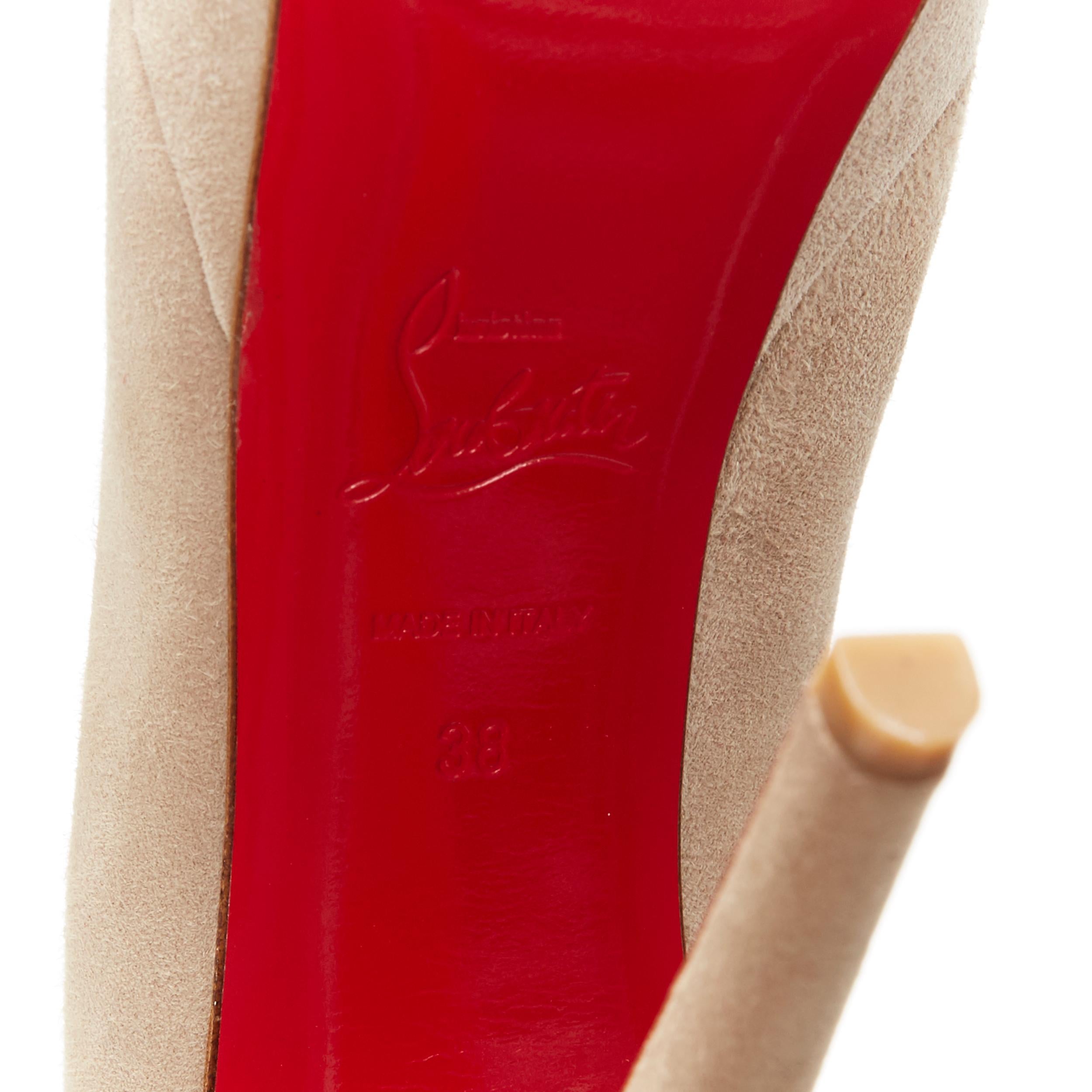 new CHRISTIAN LOUBOUTIN Banana 140 taupe suede platform peep toe heel EU38 6