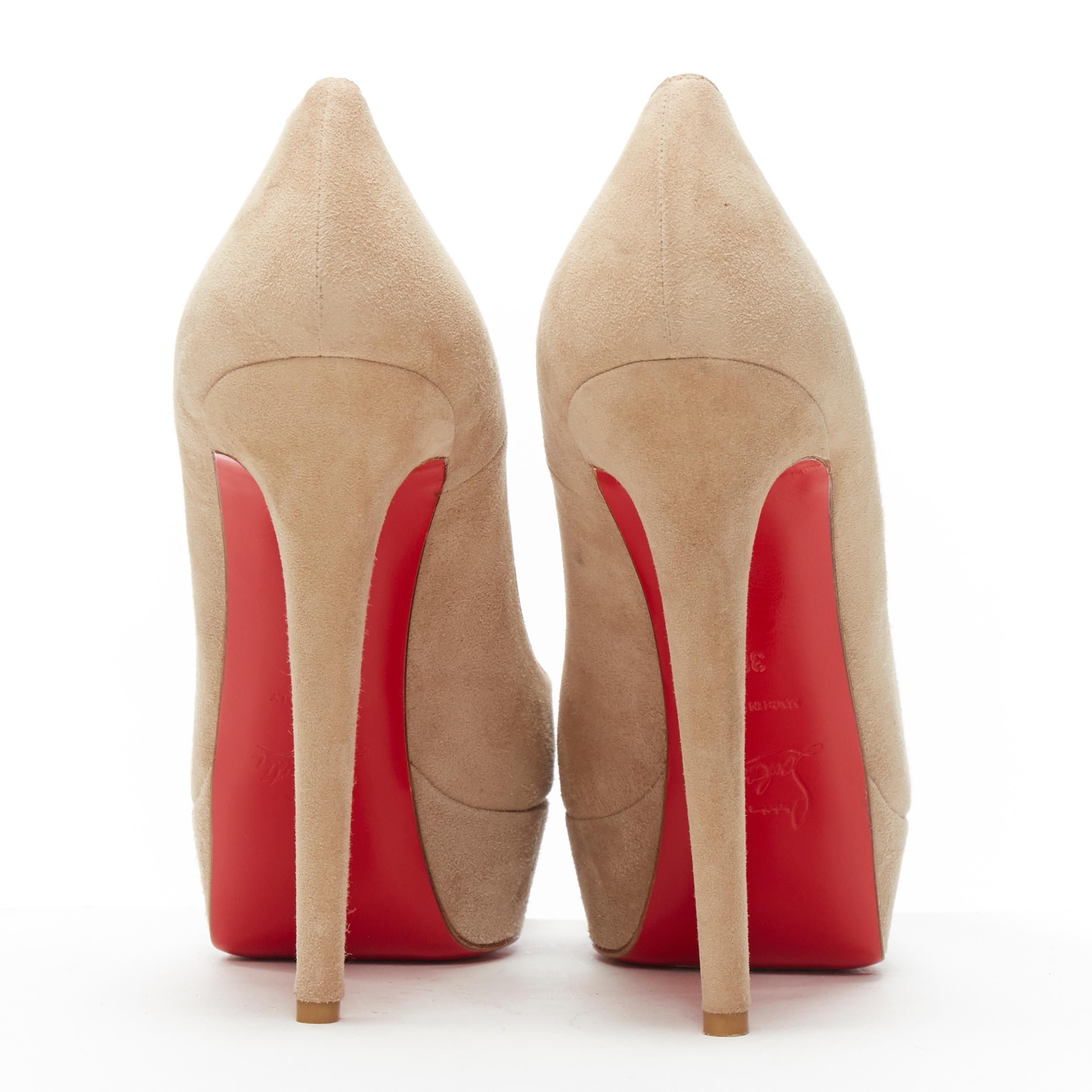 Donna new CHRISTIAN LOUBOUTIN Banana 140 taupe suede platform peep toe heel EU38