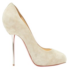 new CHRISTIAN LOUBOUTIN Big Lip 120 grey suede almond pin heel pump EU39