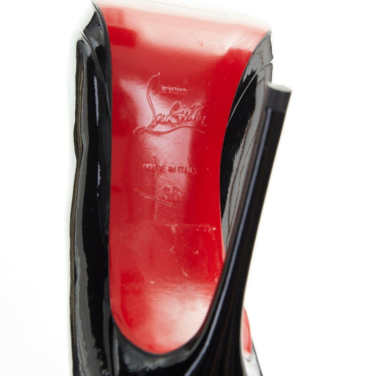 new CHRISTIAN LOUBOUTIN black patent leather round toe platform stiletto EU36 5