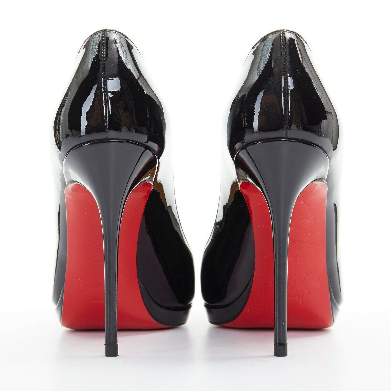 new CHRISTIAN LOUBOUTIN black patent leather round toe platform stiletto EU36 In Excellent Condition In Hong Kong, NT