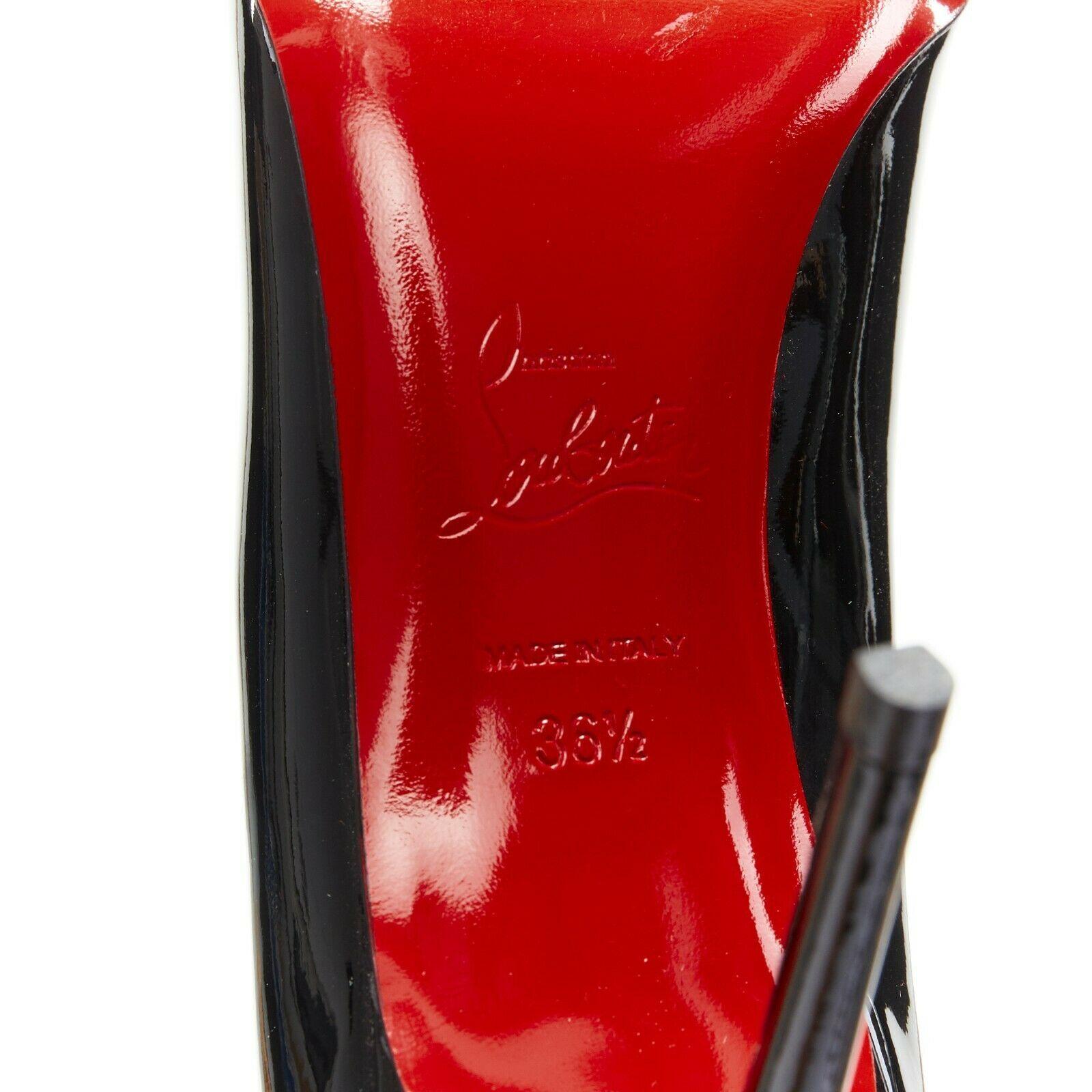 new CHRISTIAN LOUBOUTIN black patent round toe stiletto heel simple pump EU36.5 3