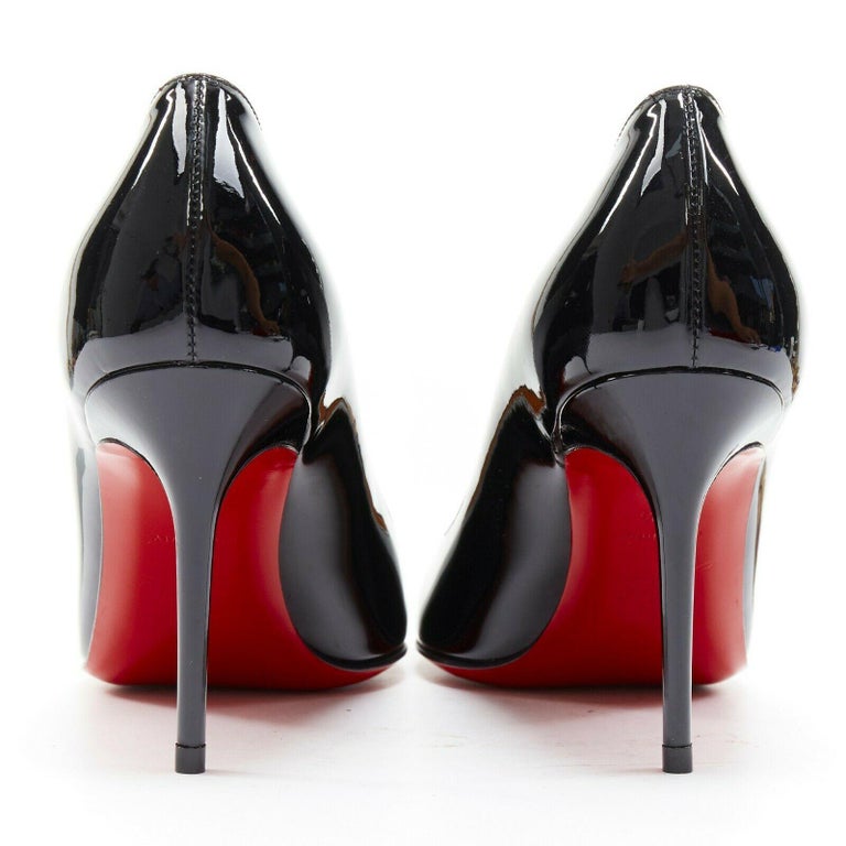 new CHRISTIAN LOUBOUTIN black patent round toe stiletto heel simple ...