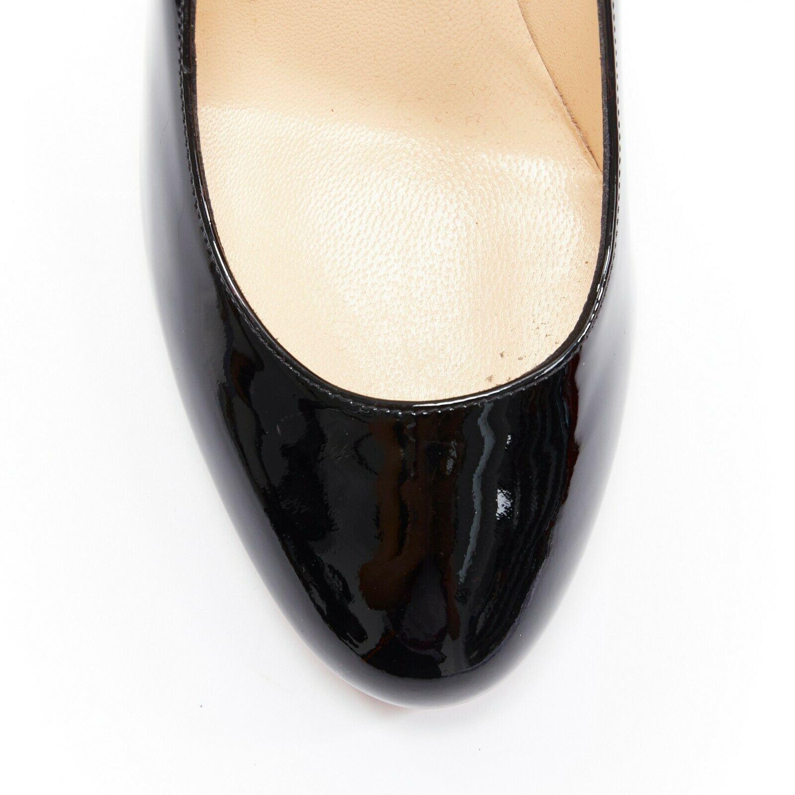 Women's new CHRISTIAN LOUBOUTIN black patent round toe stiletto heel simple pump EU36.5