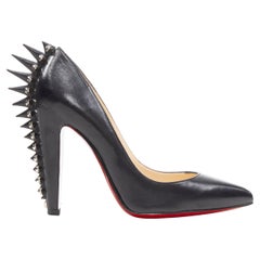 new CHRISTIAN LOUBOUTIN black punk mohawk spike studded heel pointed pump EU36