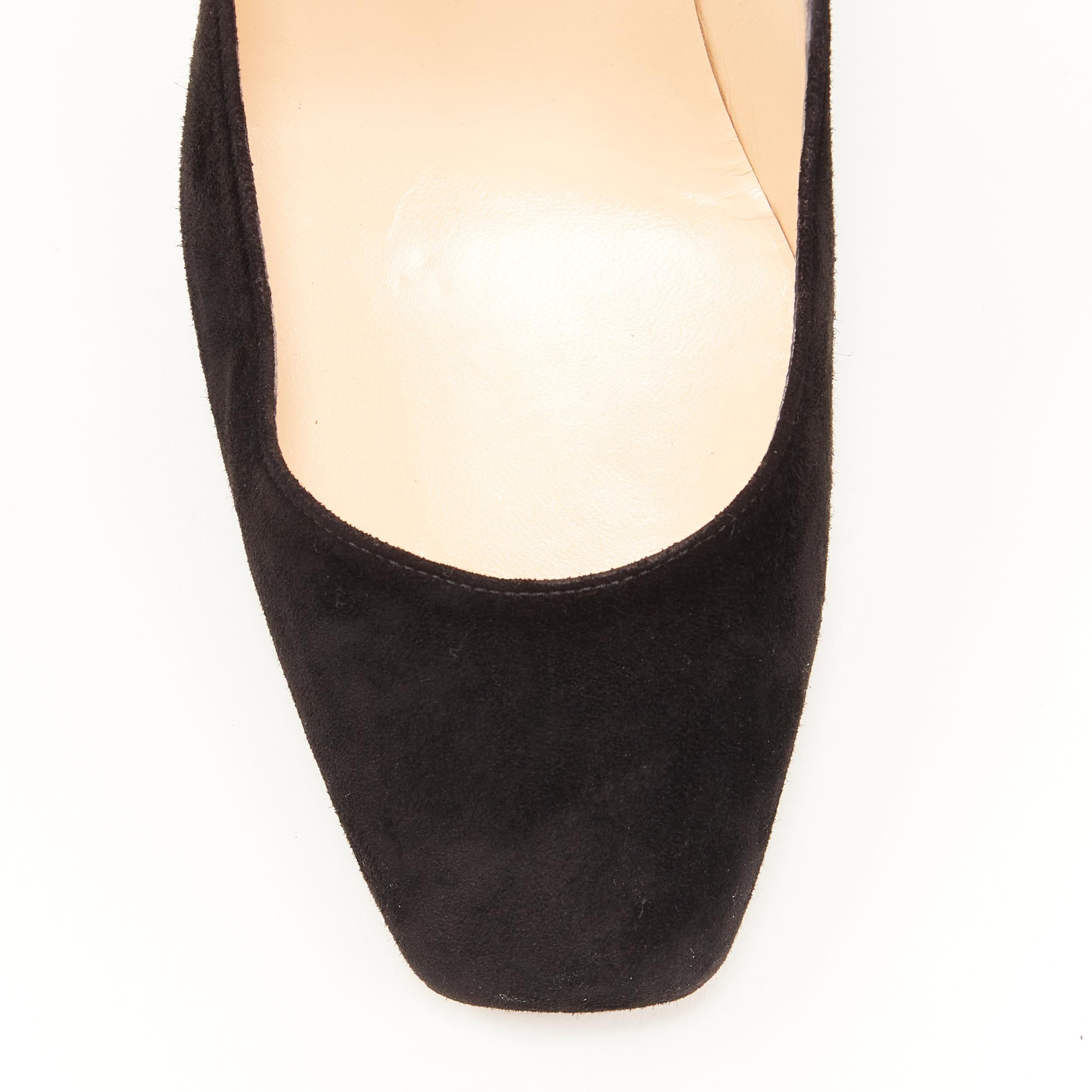 Women's new CHRISTIAN LOUBOUTIN black suede leather square toe high heel pump EU38