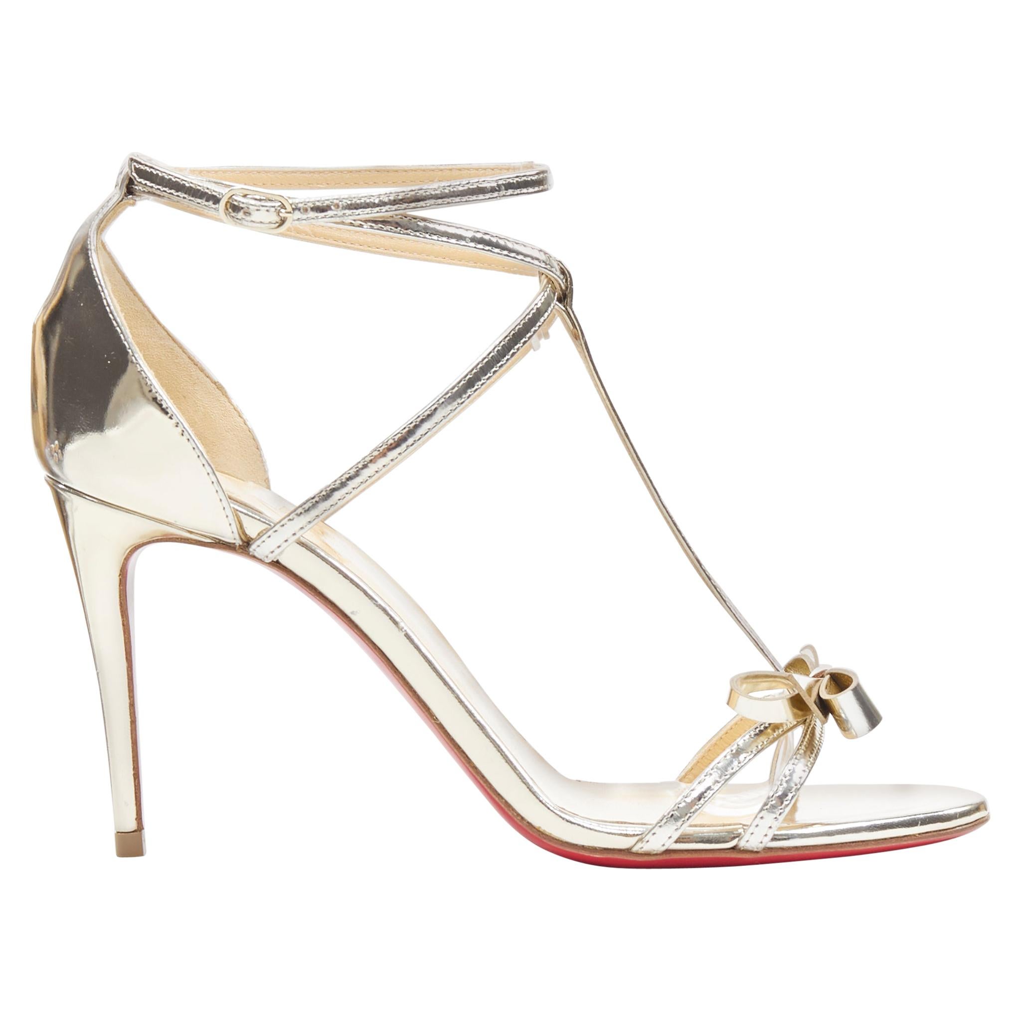 Regeneration Uventet Brig new CHRISTIAN LOUBOUTIN Blakissima metallic silver bow t-strap sandals  EU37.5 For Sale at 1stDibs | christian louboutin silver sandals, christian louboutin  sandals, christian louboutin bow sandals