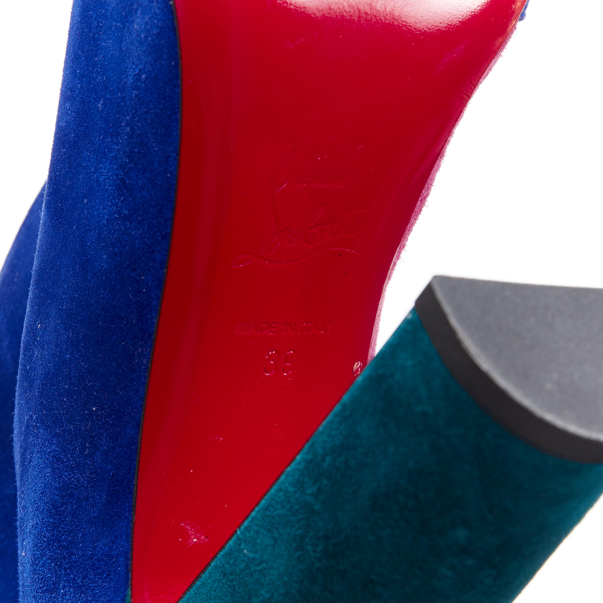 new CHRISTIAN LOUBOUTIN Botty Double 100 blue pink colorblocked suede booty EU39 3