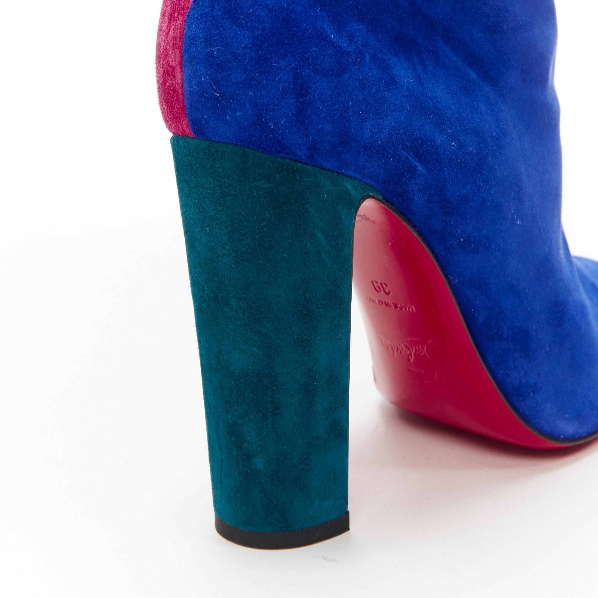 new CHRISTIAN LOUBOUTIN Botty Double 100 blue pink colorblocked suede booty EU39 1