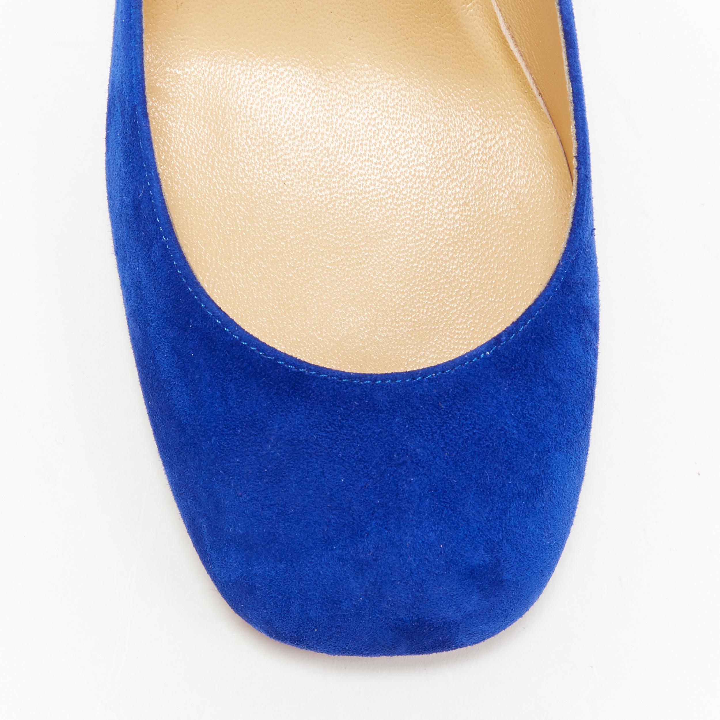 neu CHRISTIAN LOUBOUTIN Cadrilla 85 kobaltblau Wildleder Quadratische Zehe Blockabsatz EU39 2