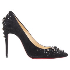 new CHRISTIAN LOUBOUTIN Candidate 100 black suede pearl strass pigalle EU36