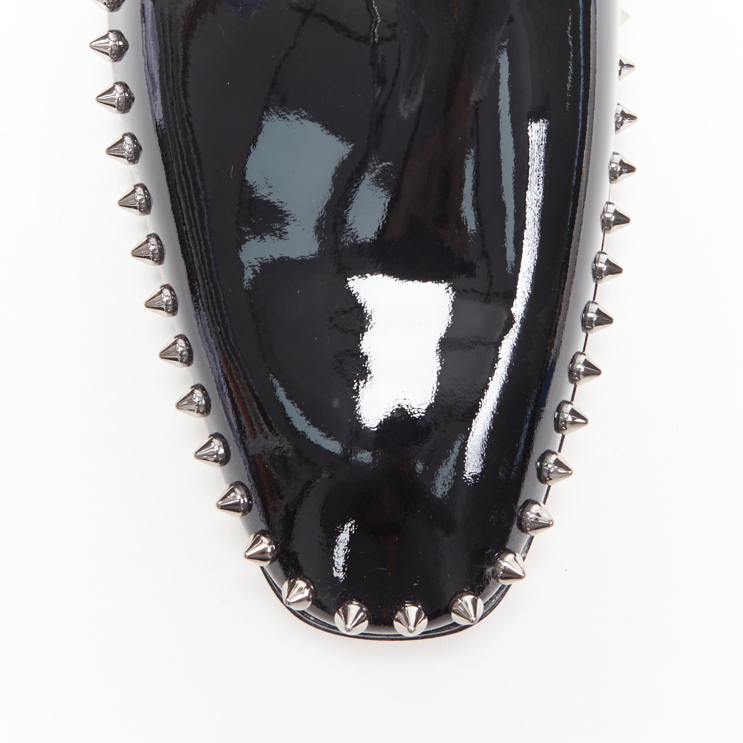 new CHRISTIAN LOUBOUTIN Casanopump black leopard patent spike stud loafer EU43.5 2