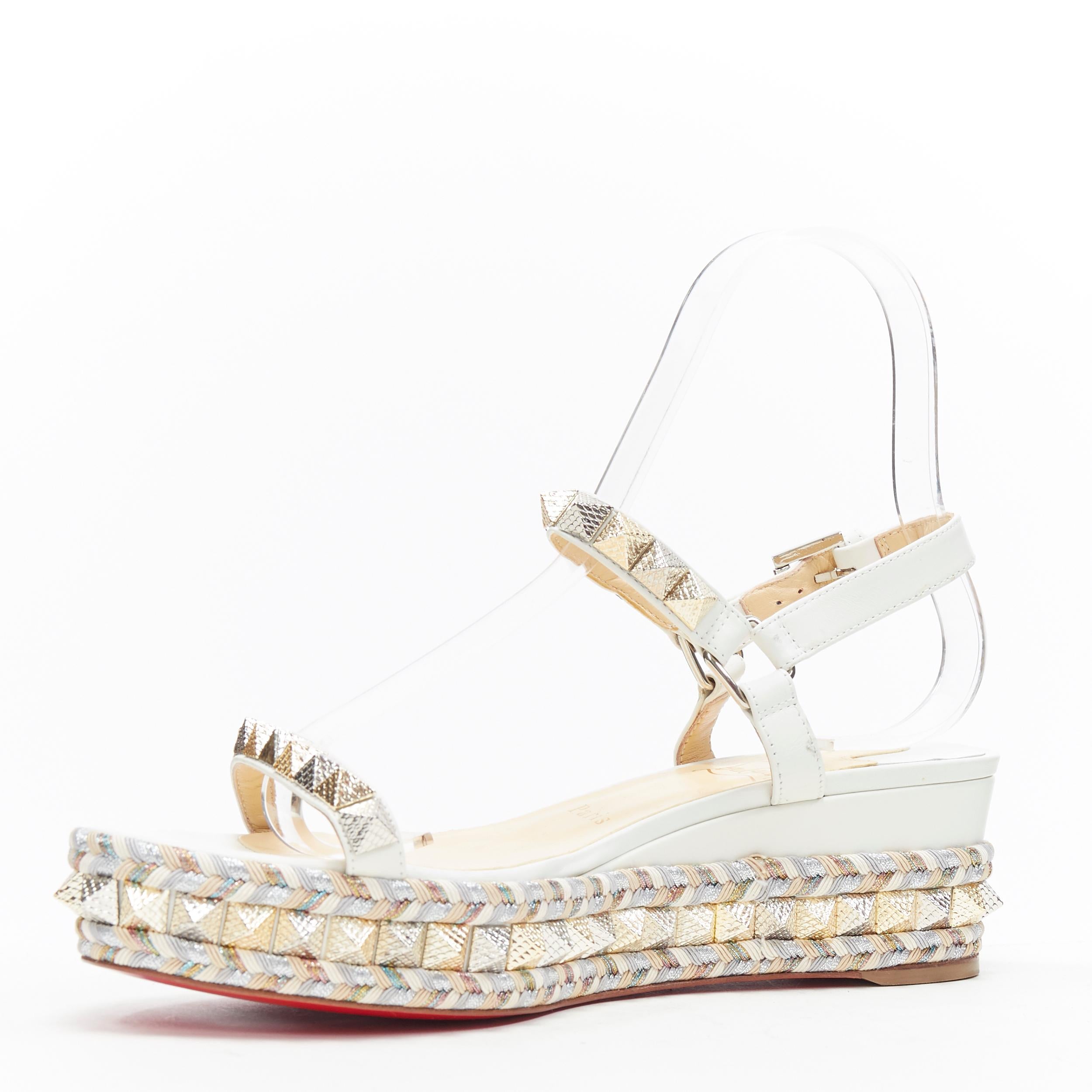 new CHRISTIAN LOUBOUTIN Cataclou embroidery studded espadrille sandals EU40 In Excellent Condition In Hong Kong, NT