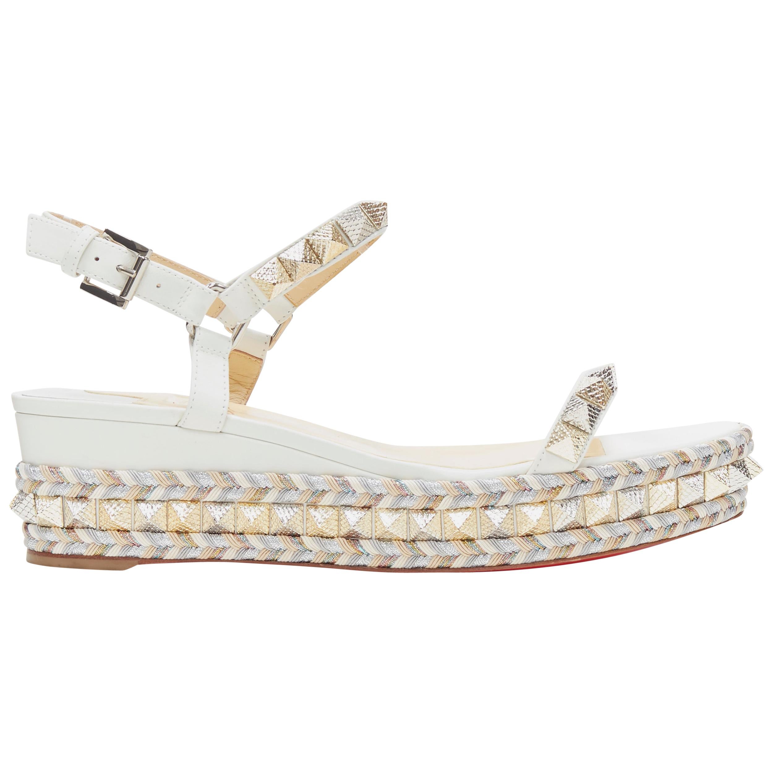 new CHRISTIAN LOUBOUTIN Cataclou embroidery studded espadrille sandals EU40