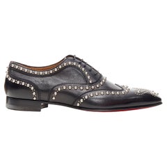 new CHRISTIAN LOUBOUTIN Charlie Clou black silver studded oxford brogue EU44