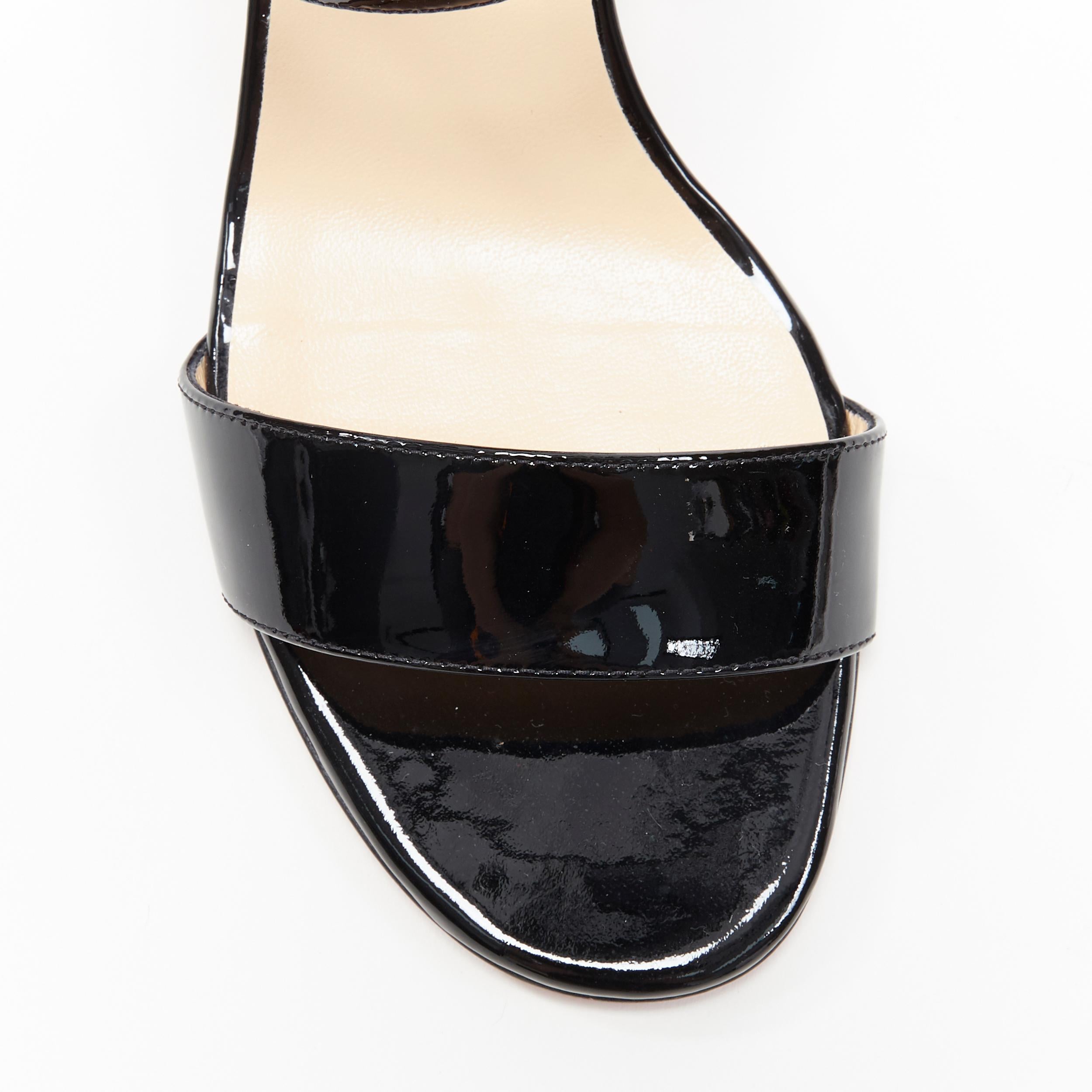 new CHRISTIAN LOUBOUTIN Choca 55 black patent strappy block heel sandal EU39.5 In New Condition In Hong Kong, NT