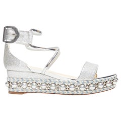 nuovi sandali CHRISTIAN LOUBOUTIN Chocazeppa 60 argento con borchie in lurex EU38