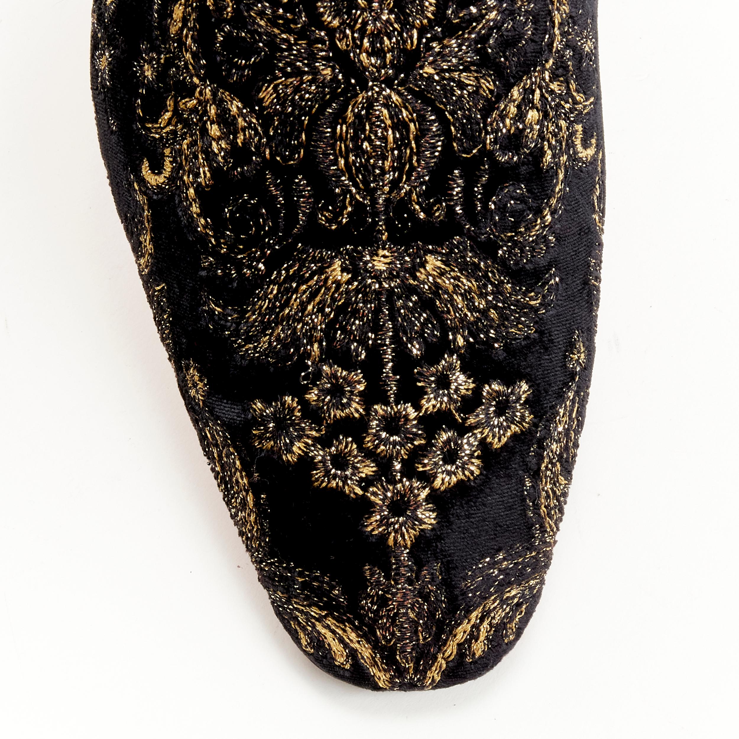 new CHRISTIAN LOUBOUTIN Colonnaki gold barocco black velvet loafer EU42.5 2