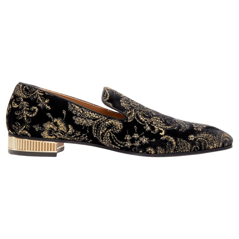 new CHRISTIAN LOUBOUTIN Colonnaki gold barocco black velvet  display picture 3
