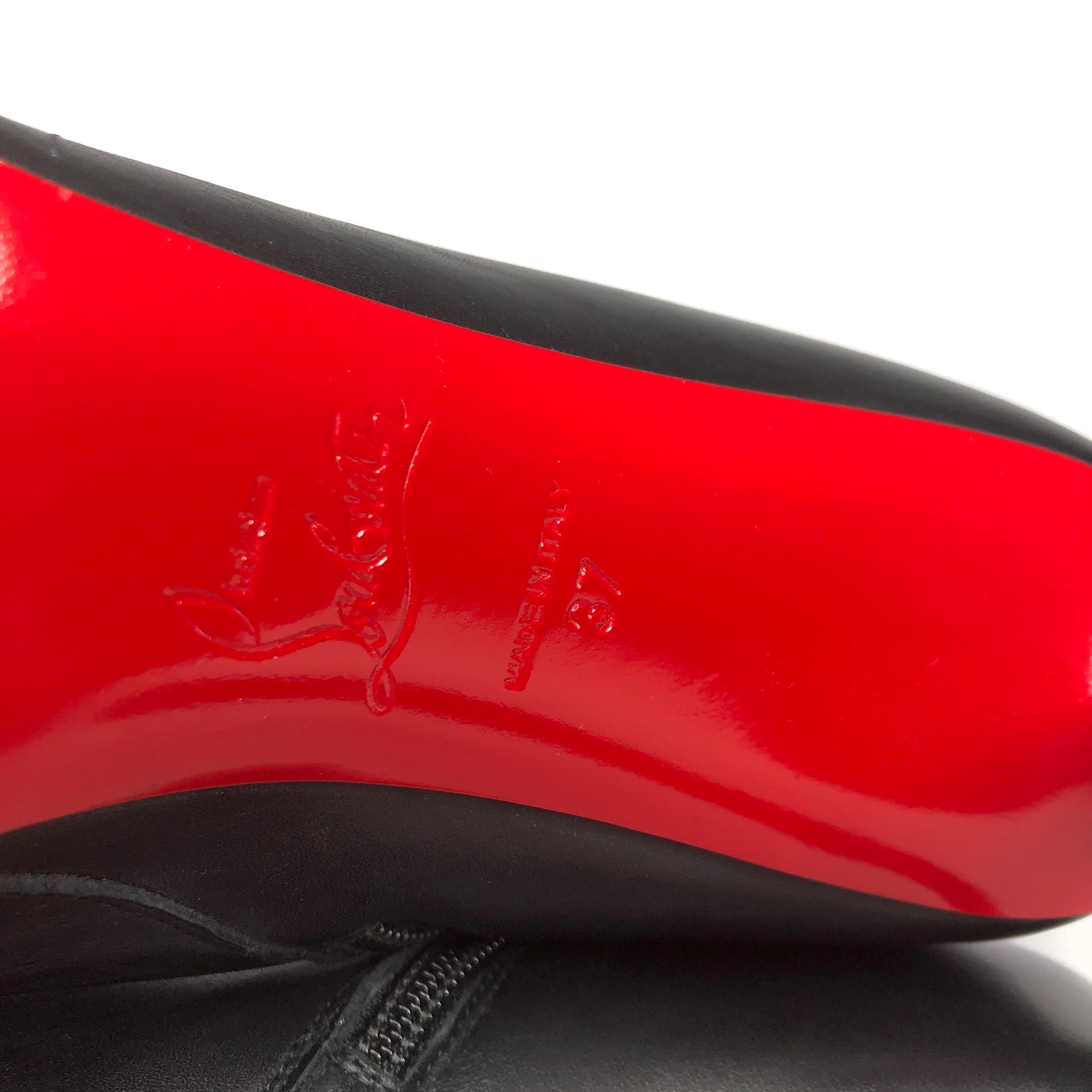 NEW Christian Louboutin Condora Botta 85 Black Knee High Pointed Toe Boots 37 For Sale 7