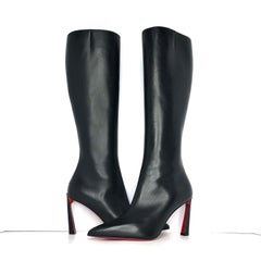 NEW Christian Louboutin Condora Botta 85 Black Knee High Pointed Toe Boots 37