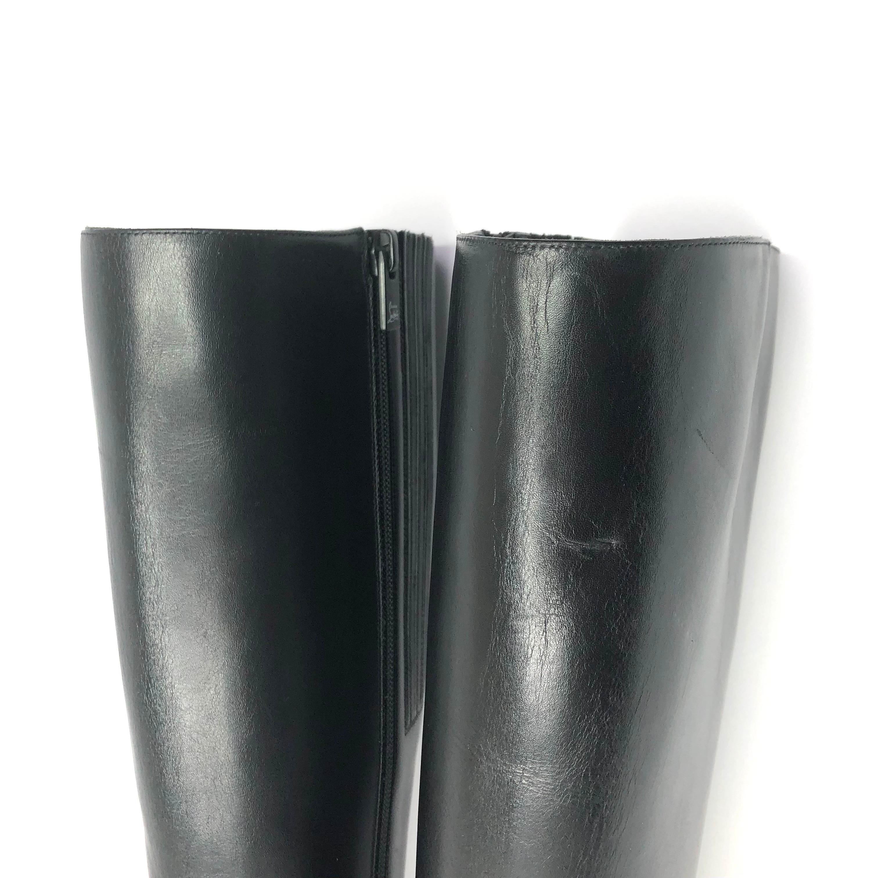NEW Christian Louboutin Condora Botta 85 Black Knee High Pointed Toe Boots 37 For Sale 4