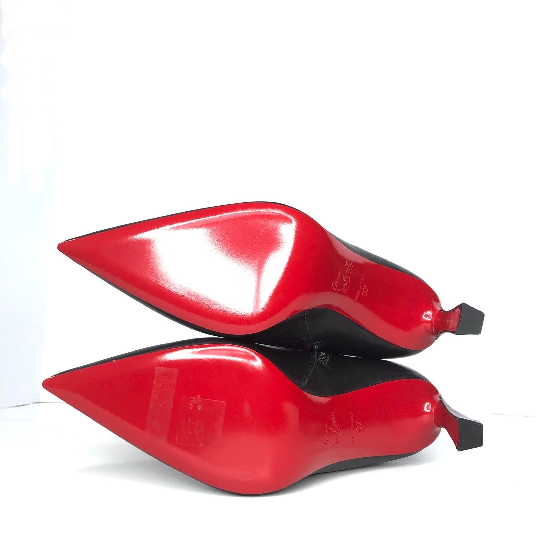 NEW Christian Louboutin Condora Botta 85 Black Knee High Pointed Toe Boots 37 For Sale 6