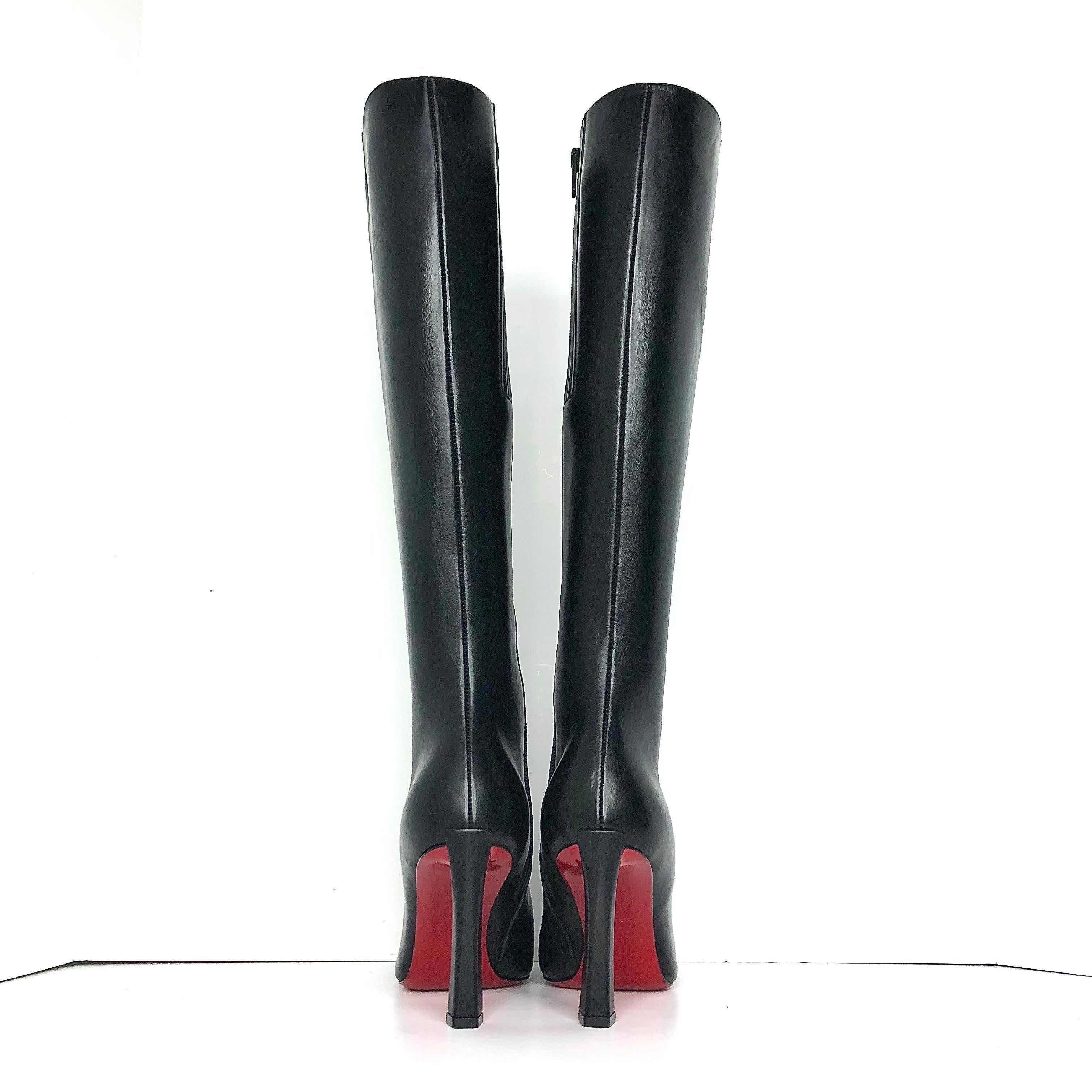 Donna NEW Christian Louboutin Condora Botta 85 Ginocchio Alto Punta Stivali Alti 37 in vendita