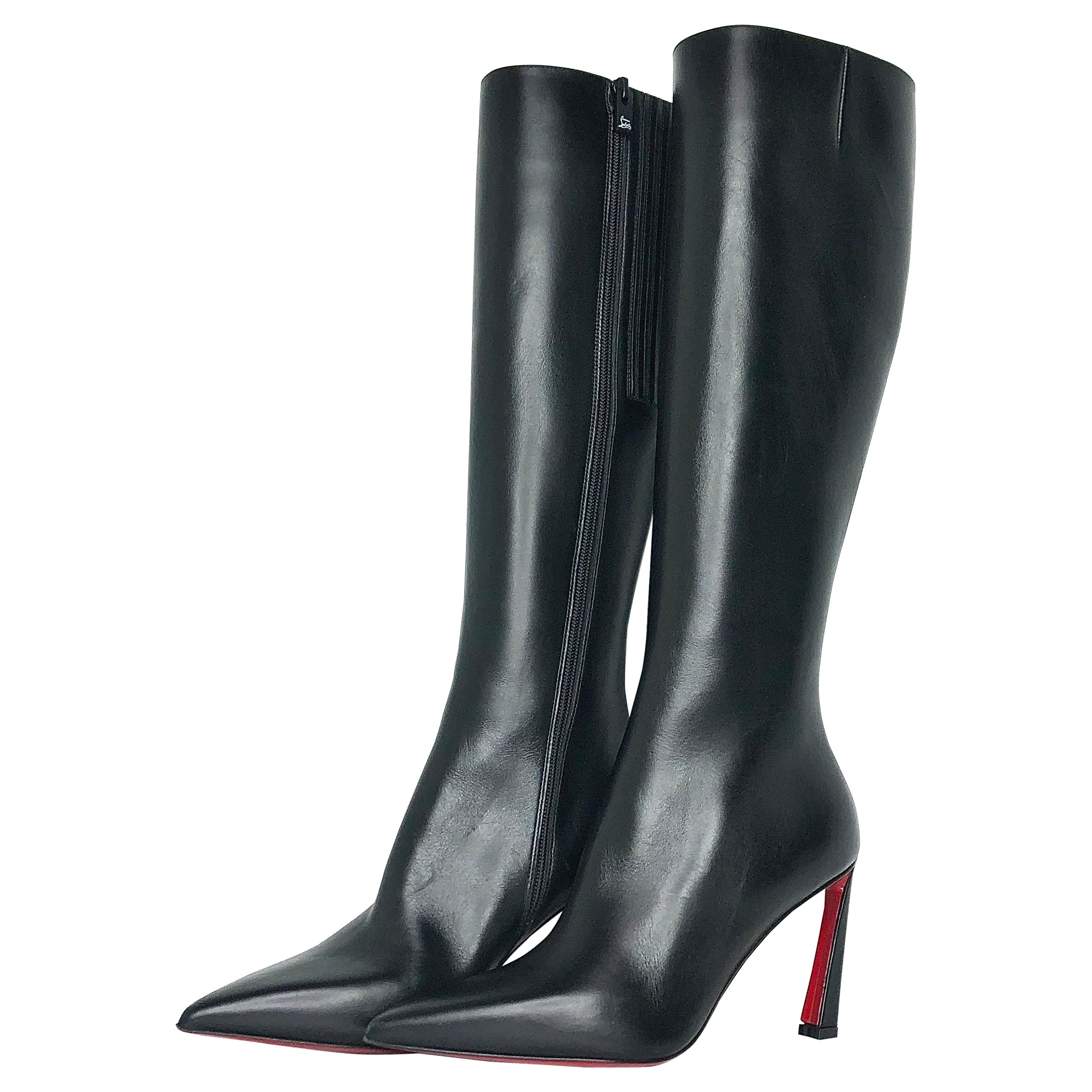 NEW Christian Louboutin Condora Botta 85 Ginocchio Alto Punta Stivali Alti 37